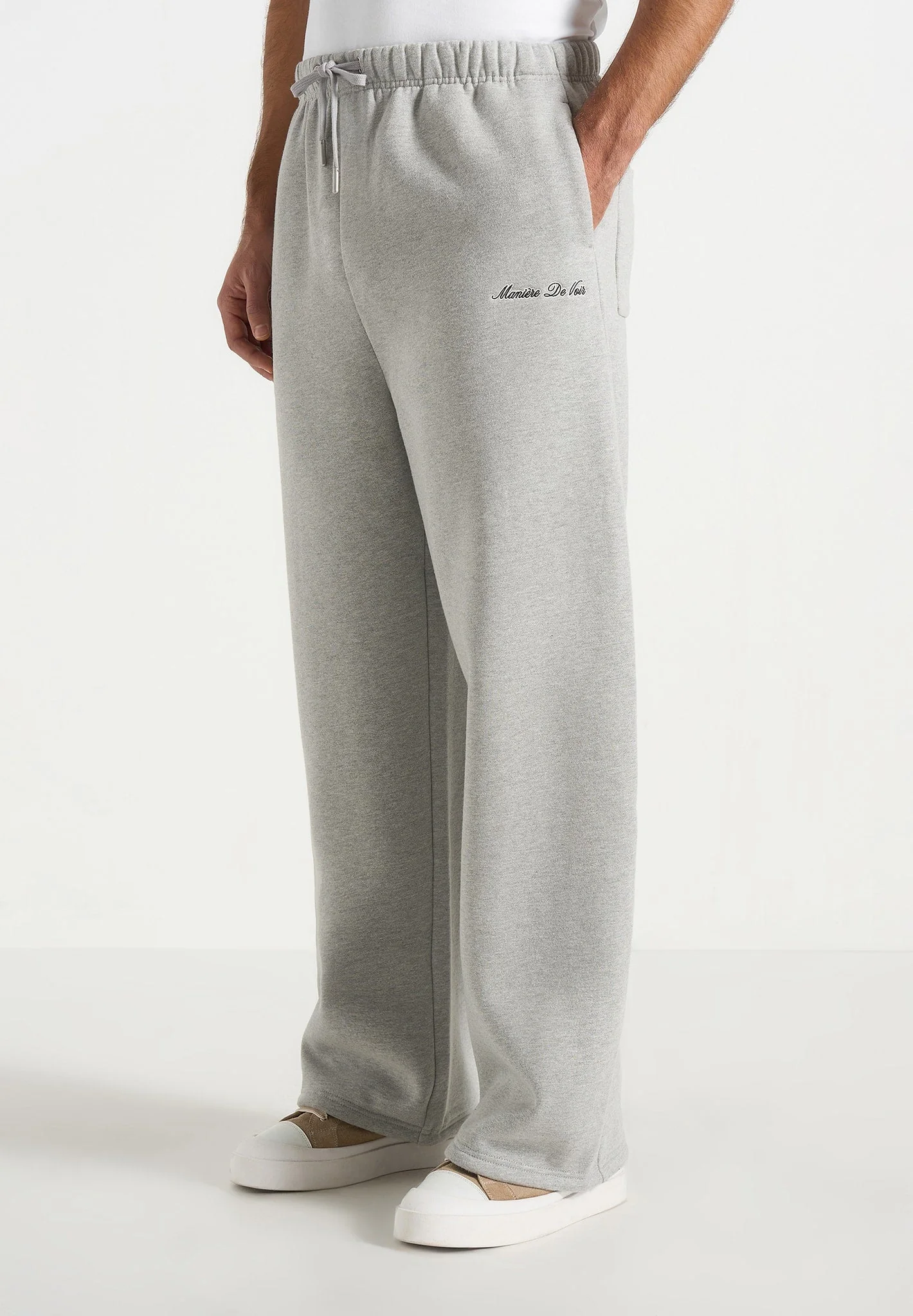 JS003 - Unisex Signature Wide Leg Joggers - Marl Grey - Image 11
