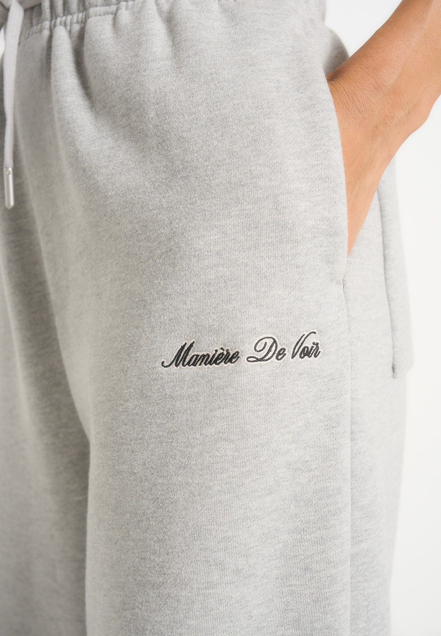 JS003 - Unisex Signature Wide Leg Joggers - Marl Grey - Image 6