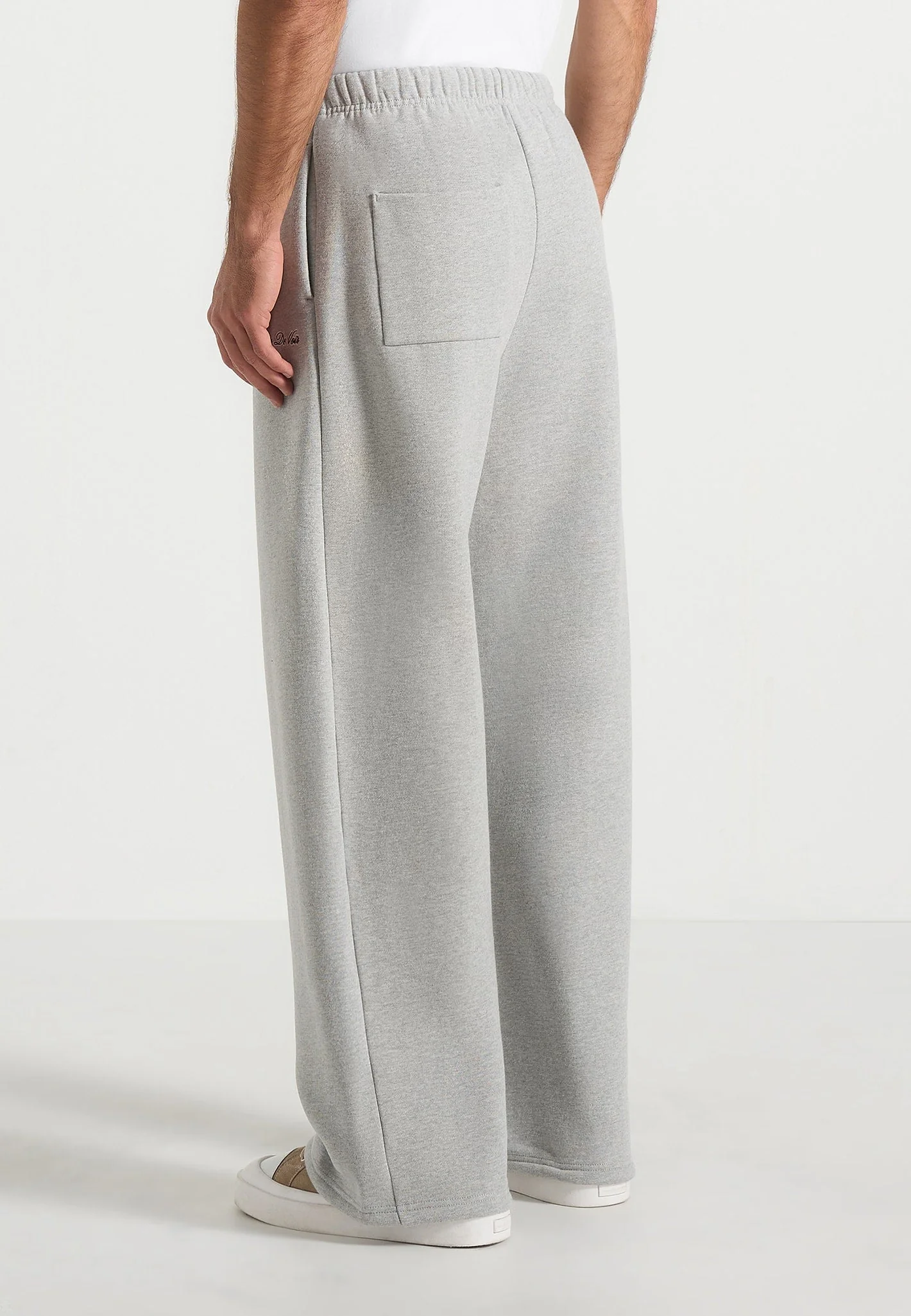 JS003 - Unisex Signature Wide Leg Joggers - Marl Grey - Image 9