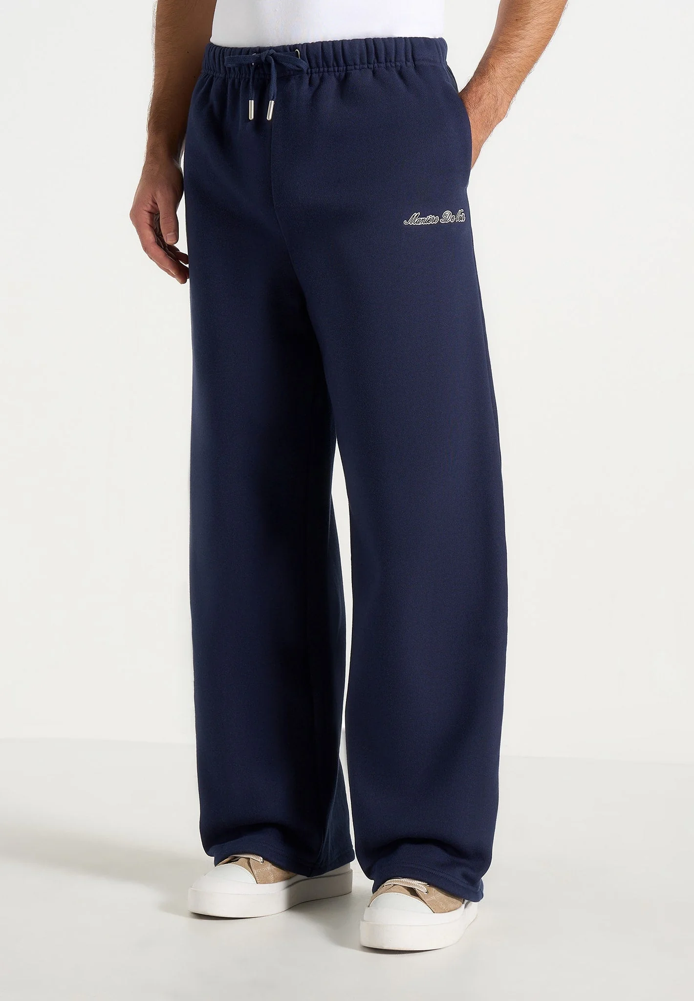 JS003 - Unisex Signature Wide Leg Joggers - Navy - Image 2