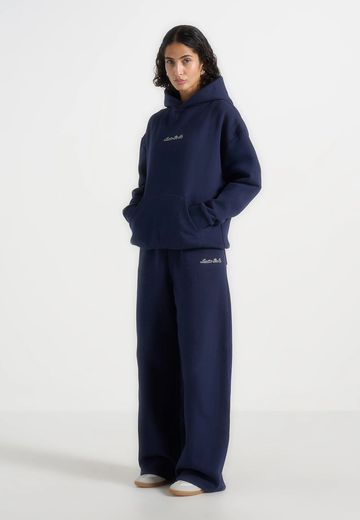 JS003 - Unisex Signature Wide Leg Joggers - Navy - Image 4