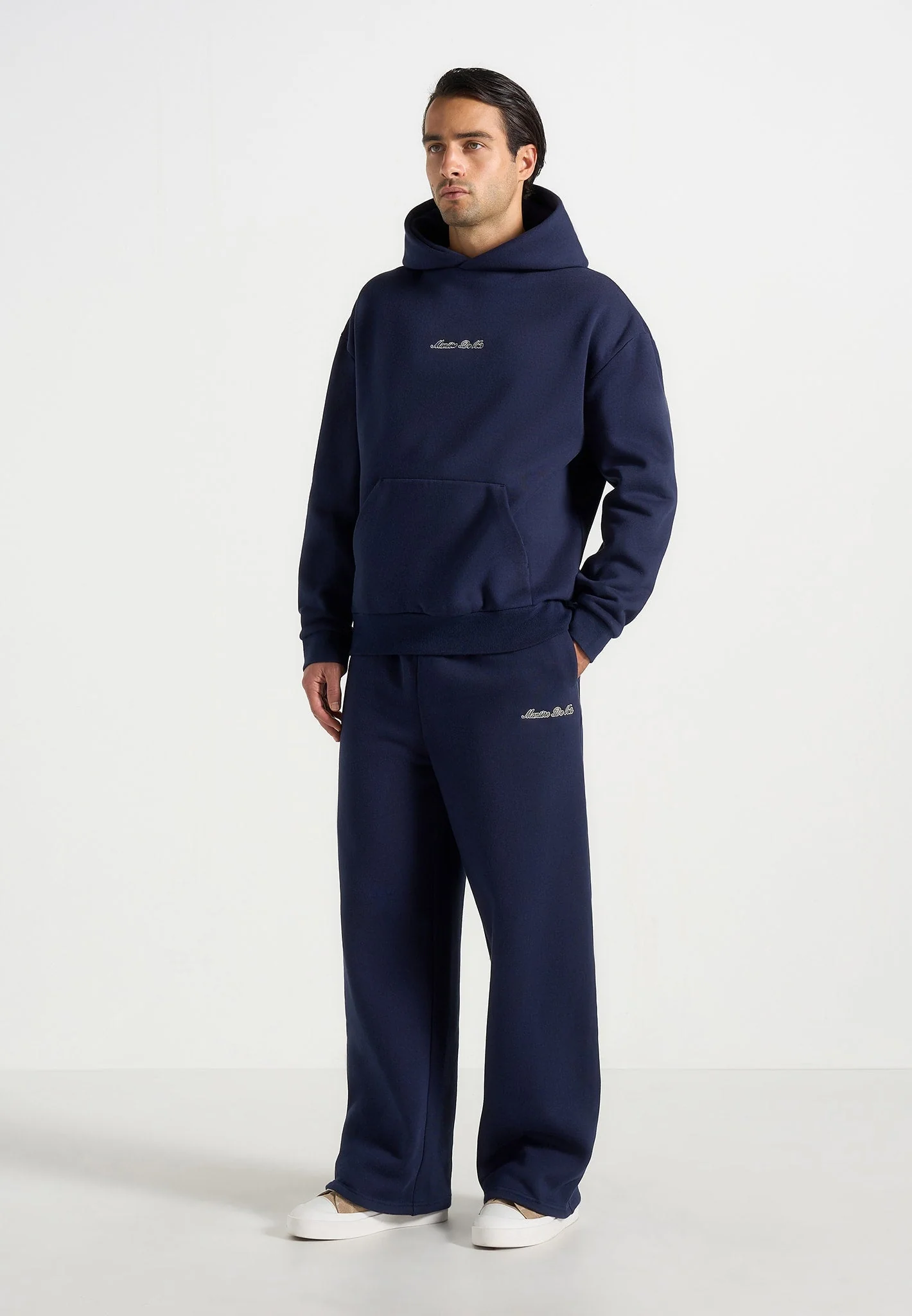 JS003 - Unisex Signature Wide Leg Joggers - Navy - Image 5