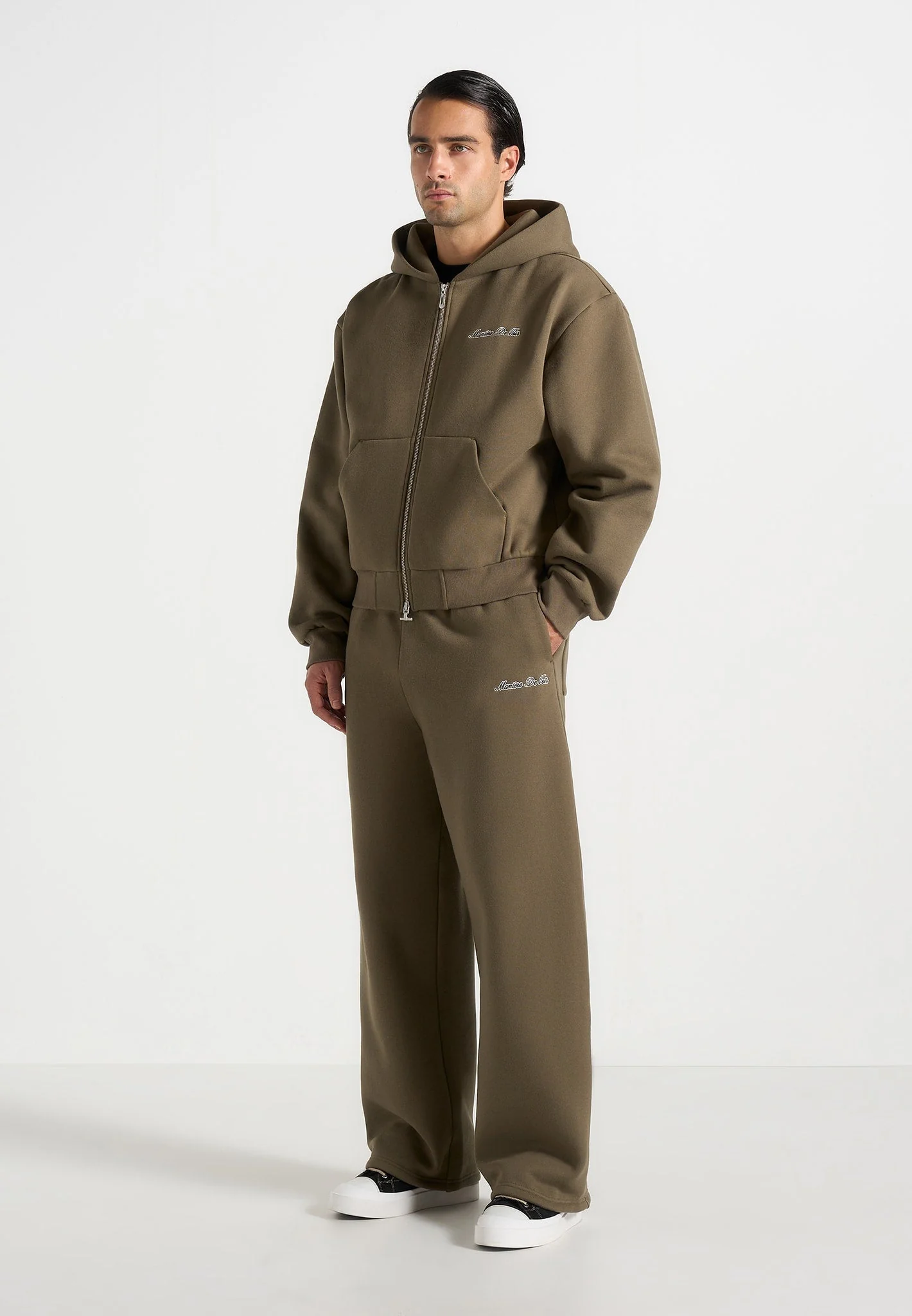 JS003 - Unisex Signature Wide Leg Joggers - Olive - Image 5