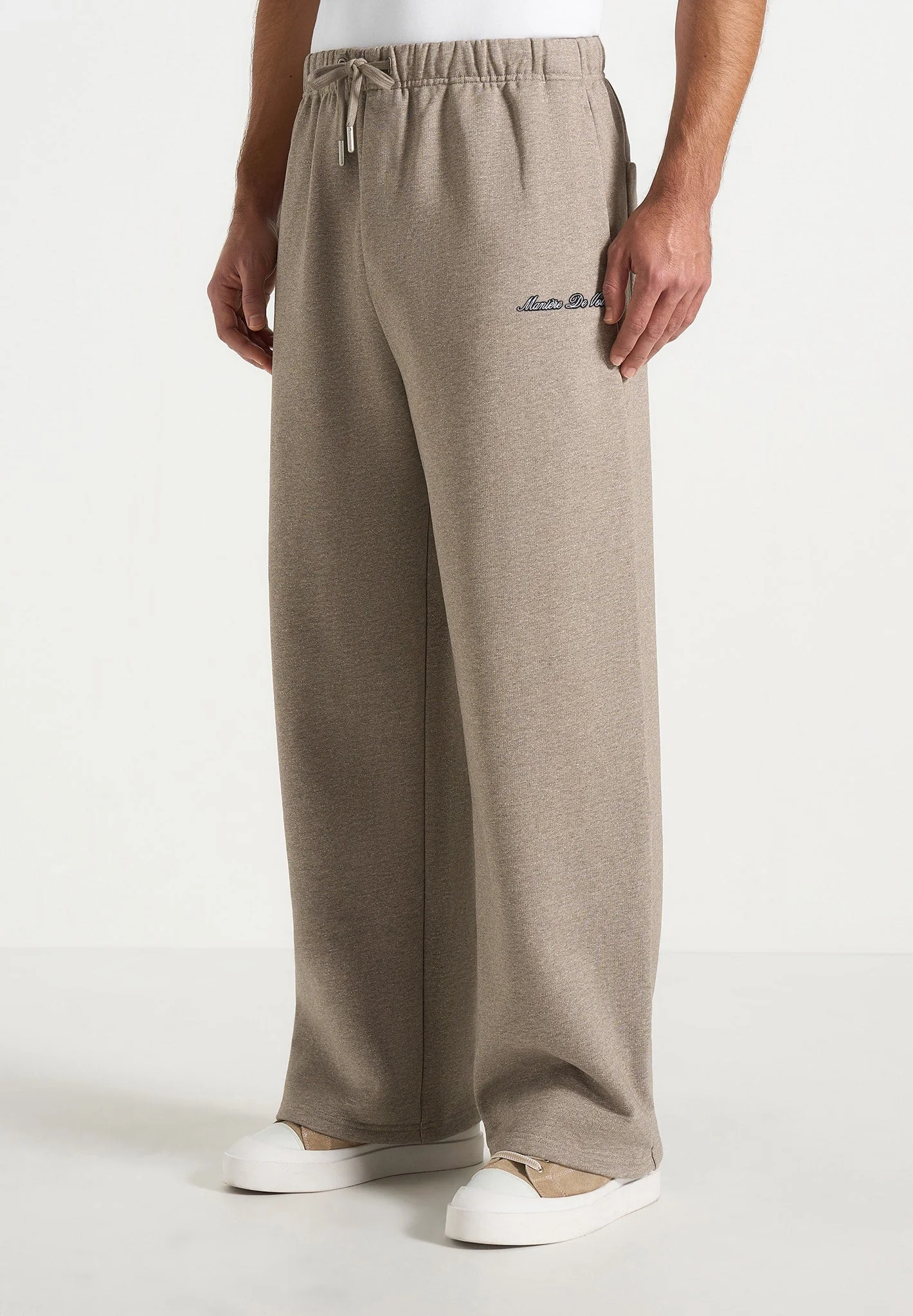 JS003 - Unisex Signature Wide Leg Joggers - Taupe - Image 2