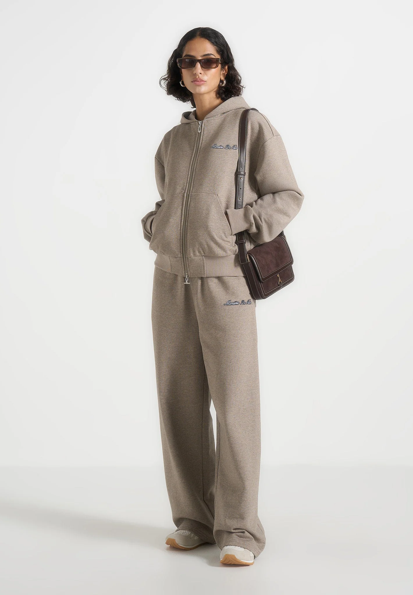 JS003 - Unisex Signature Wide Leg Joggers - Taupe - Image 4