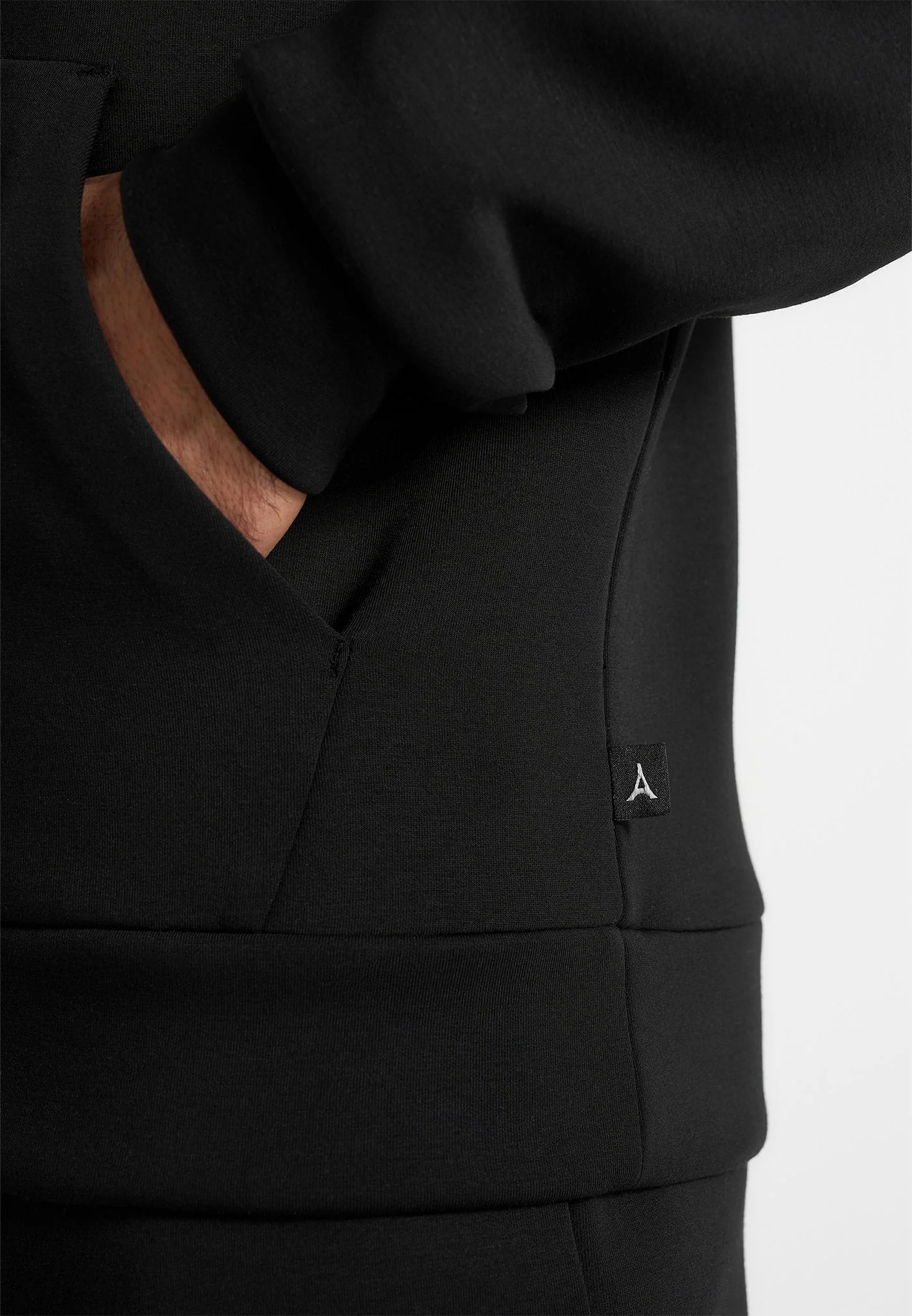 JS007 - Neoprene Minimal Regular Fit Hoodie - Black - Image 4