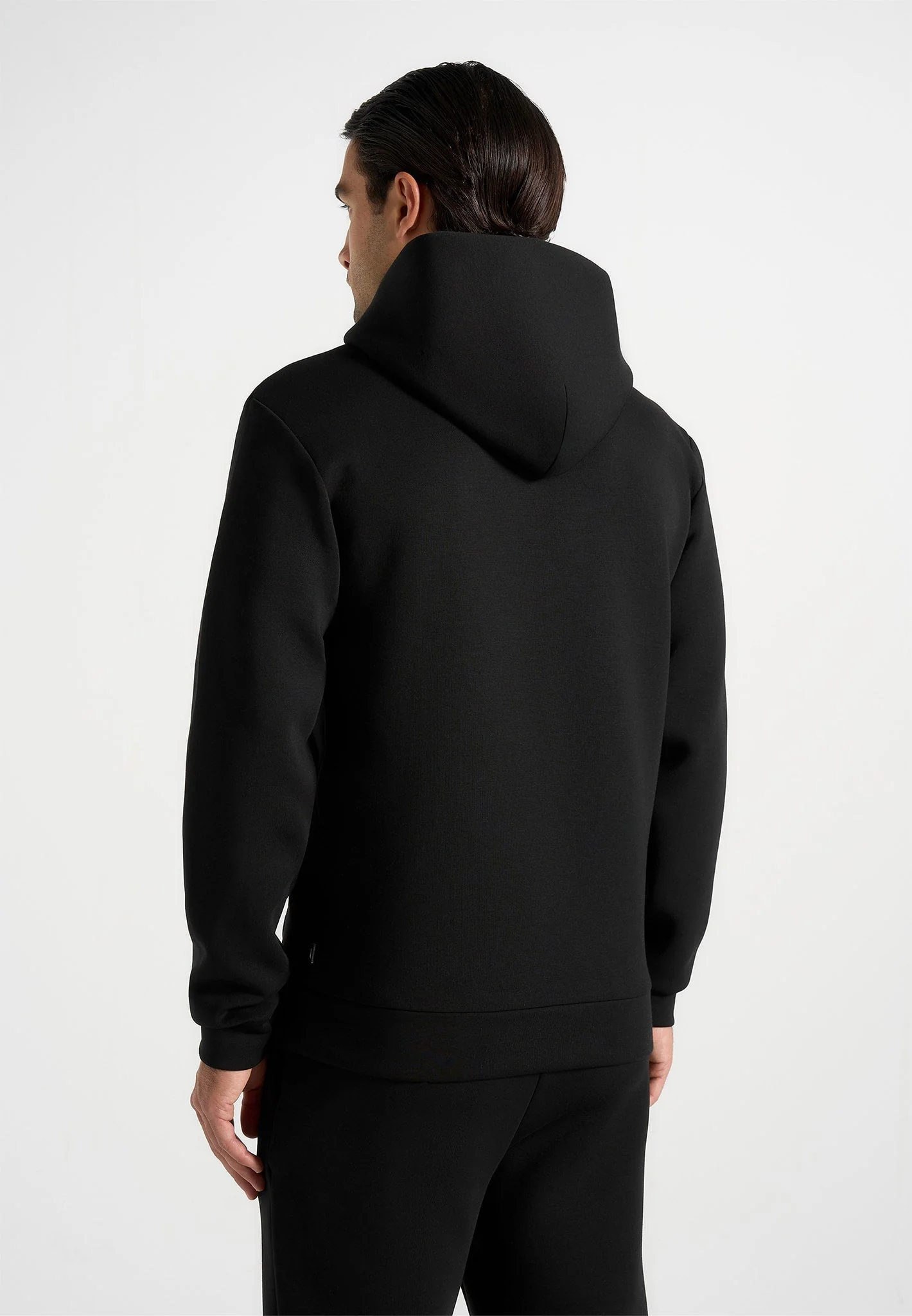 JS007 - Neoprene Minimal Regular Fit Hoodie - Black - Image 5