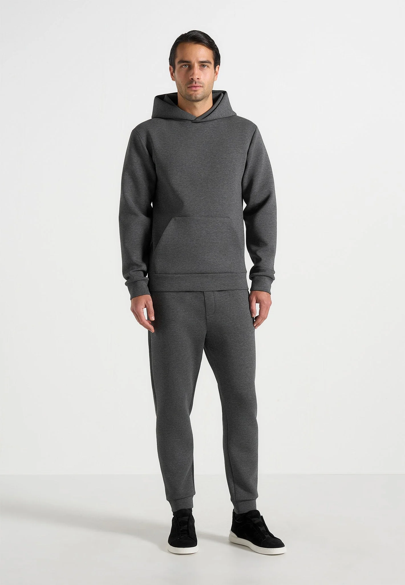 JS007 - Neoprene Minimal Regular Fit Hoodie - Charcoal Grey - Image 3