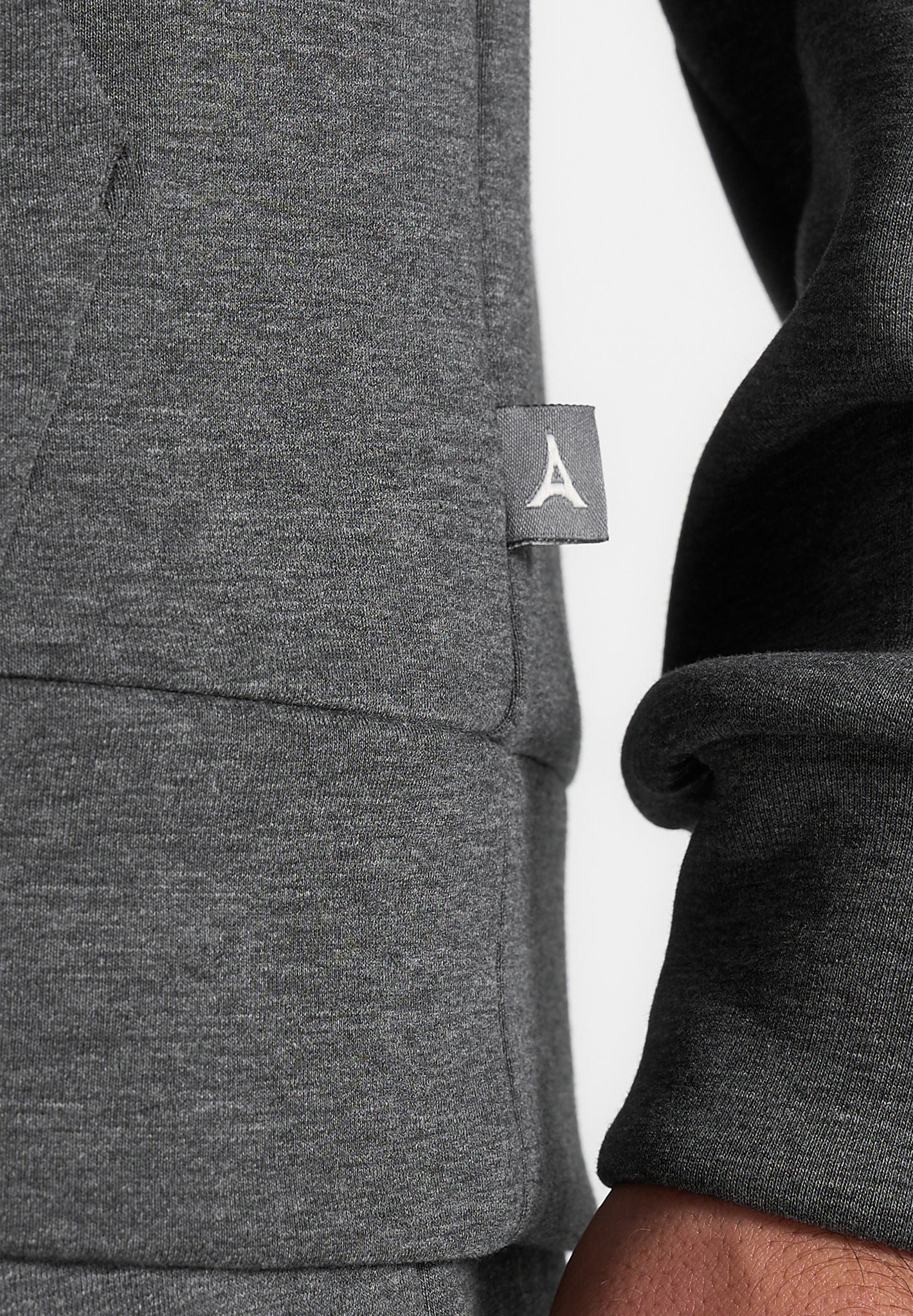JS007 - Neoprene Minimal Regular Fit Hoodie - Charcoal Grey - Image 4