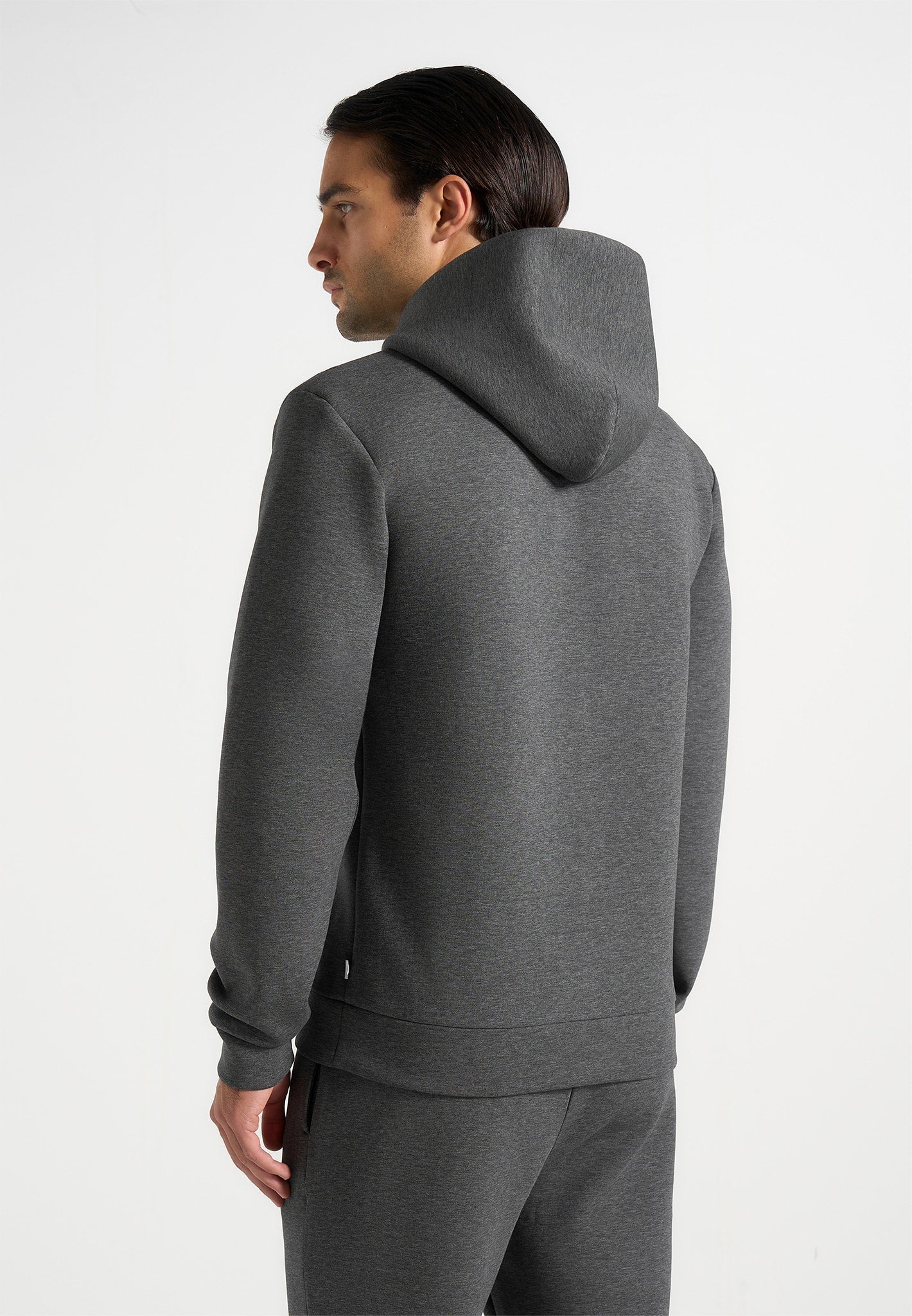JS007 - Neoprene Minimal Regular Fit Hoodie - Charcoal Grey - Image 5