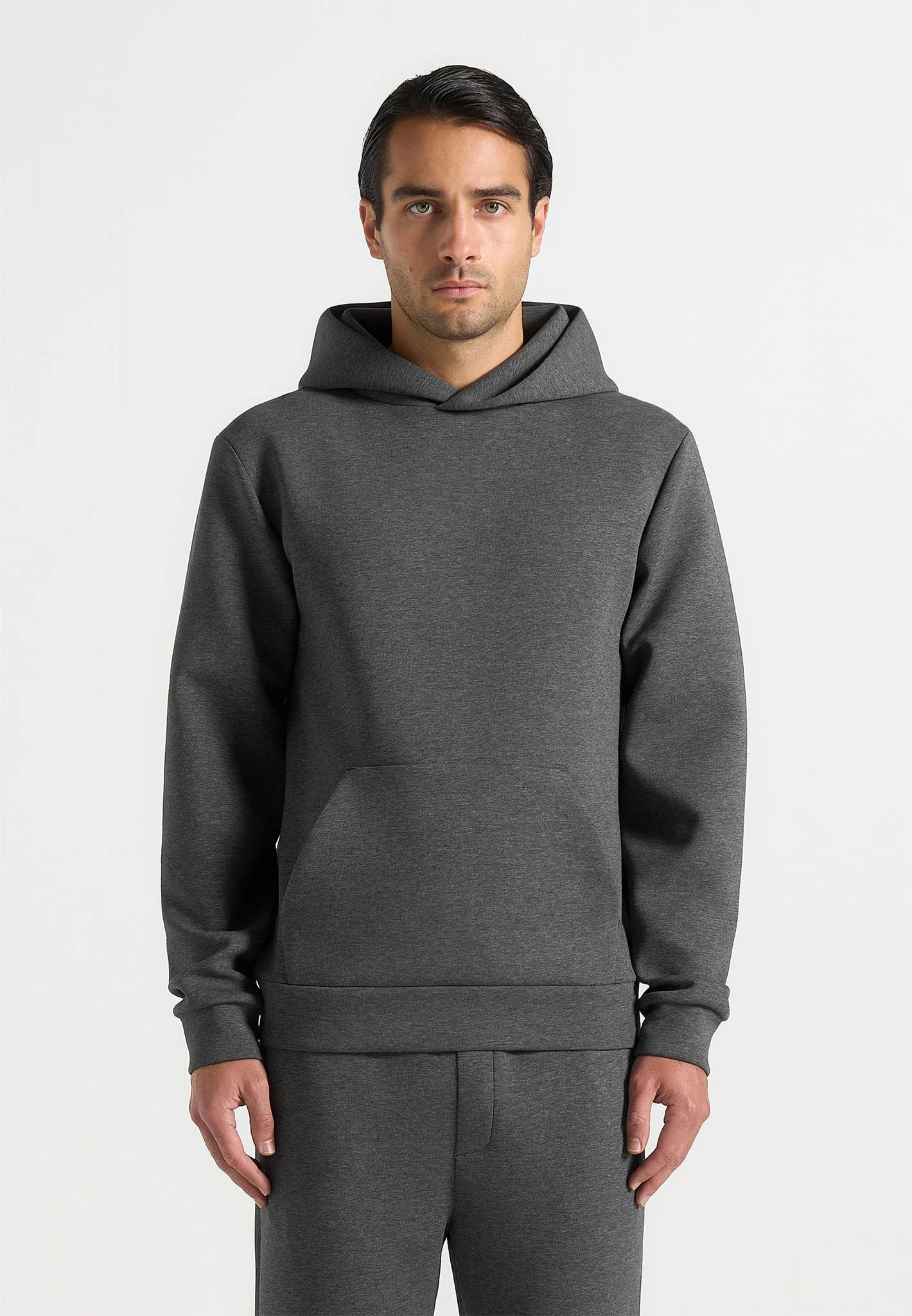 JS007 - Neoprene Minimal Regular Fit Hoodie - Charcoal Grey - Image 6