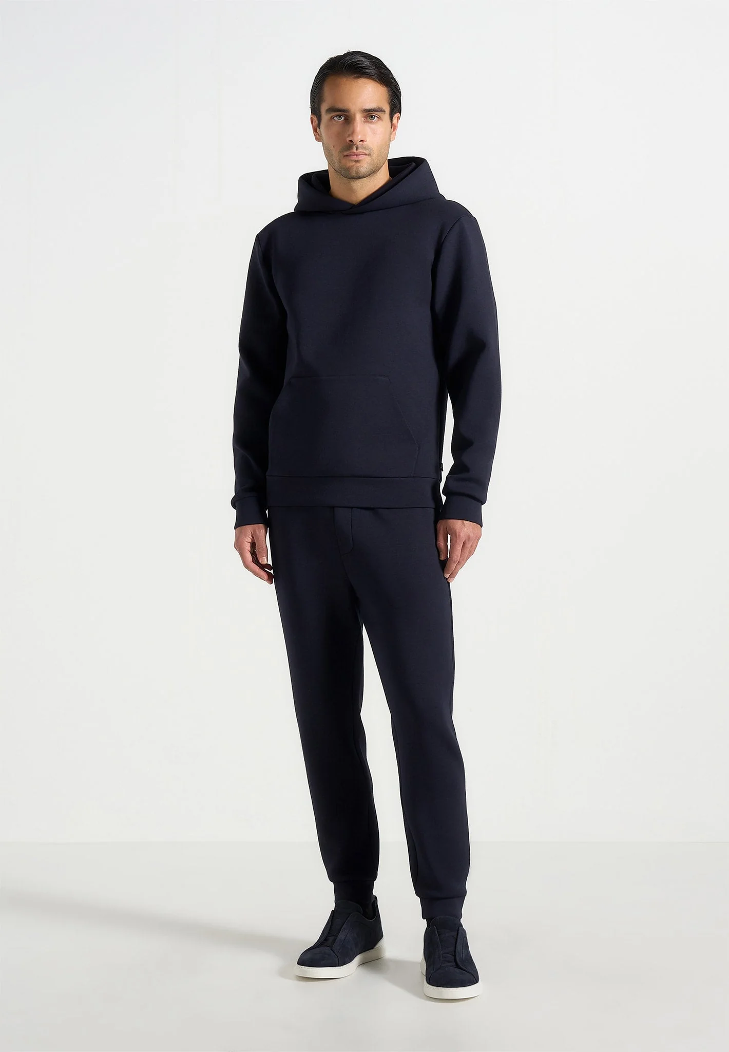 JS007 - Neoprene Minimal Regular Fit Hoodie - Navy - Image 3