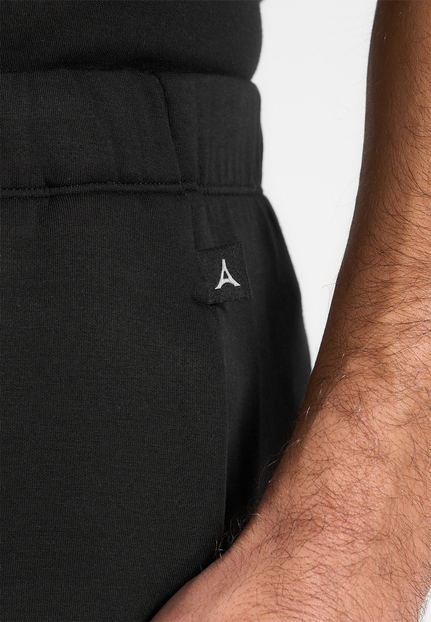 JS008 - Neoprene Minimal Tapered Fit Cuffed Joggers - Black - Image 4