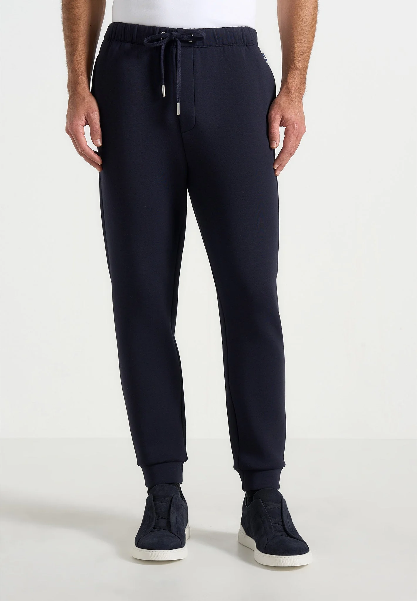 JS008 - Neoprene Minimal Tapered Fit Cuffed Joggers - Navy - Image 2