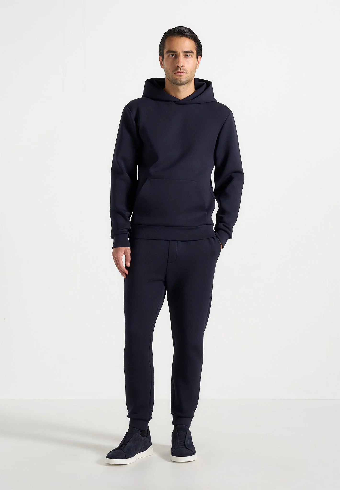 JS008 - Neoprene Minimal Tapered Fit Cuffed Joggers - Navy - Image 3