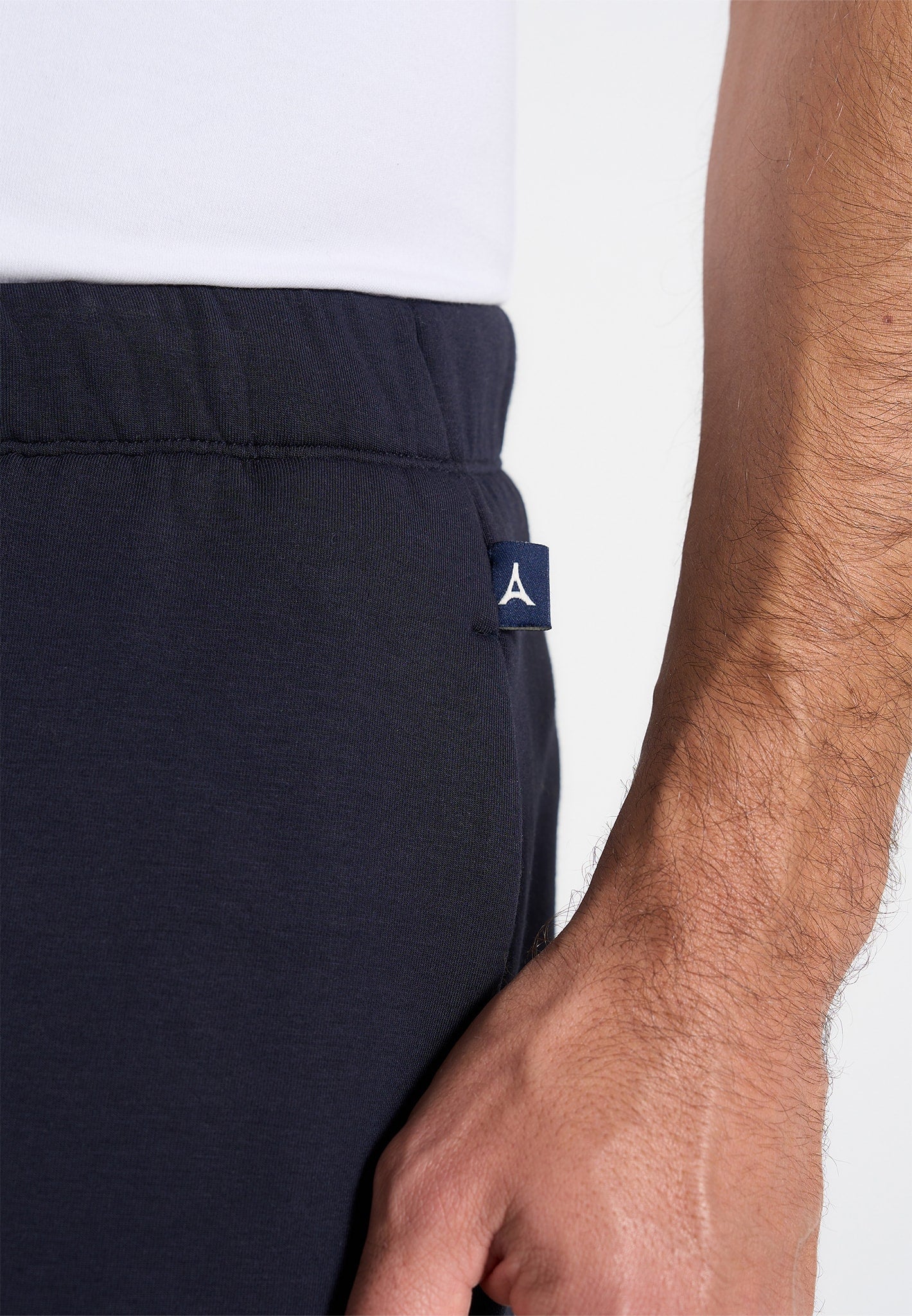 JS008 - Neoprene Minimal Tapered Fit Cuffed Joggers - Navy - Image 4