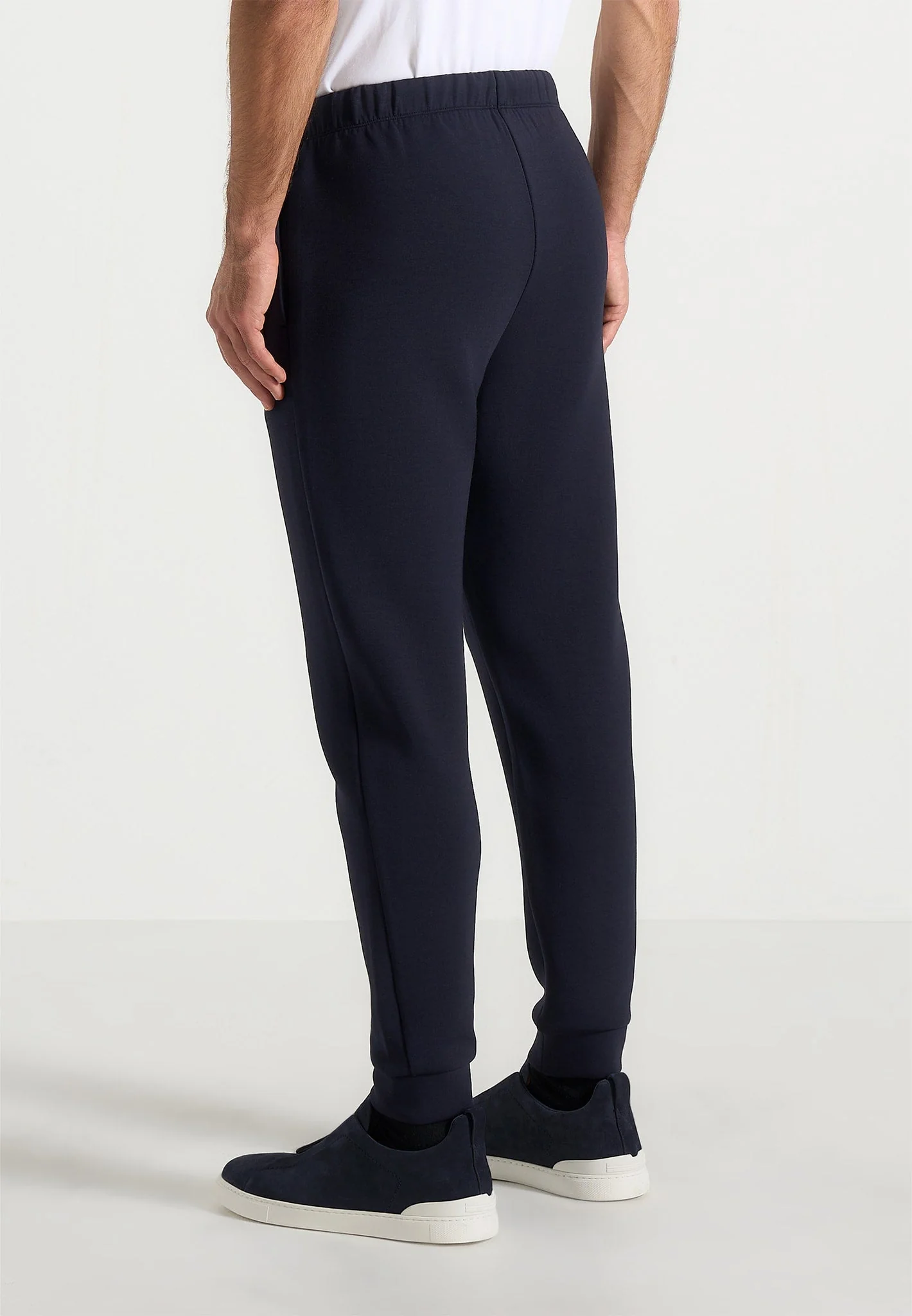 JS008 - Neoprene Minimal Tapered Fit Cuffed Joggers - Navy - Image 5
