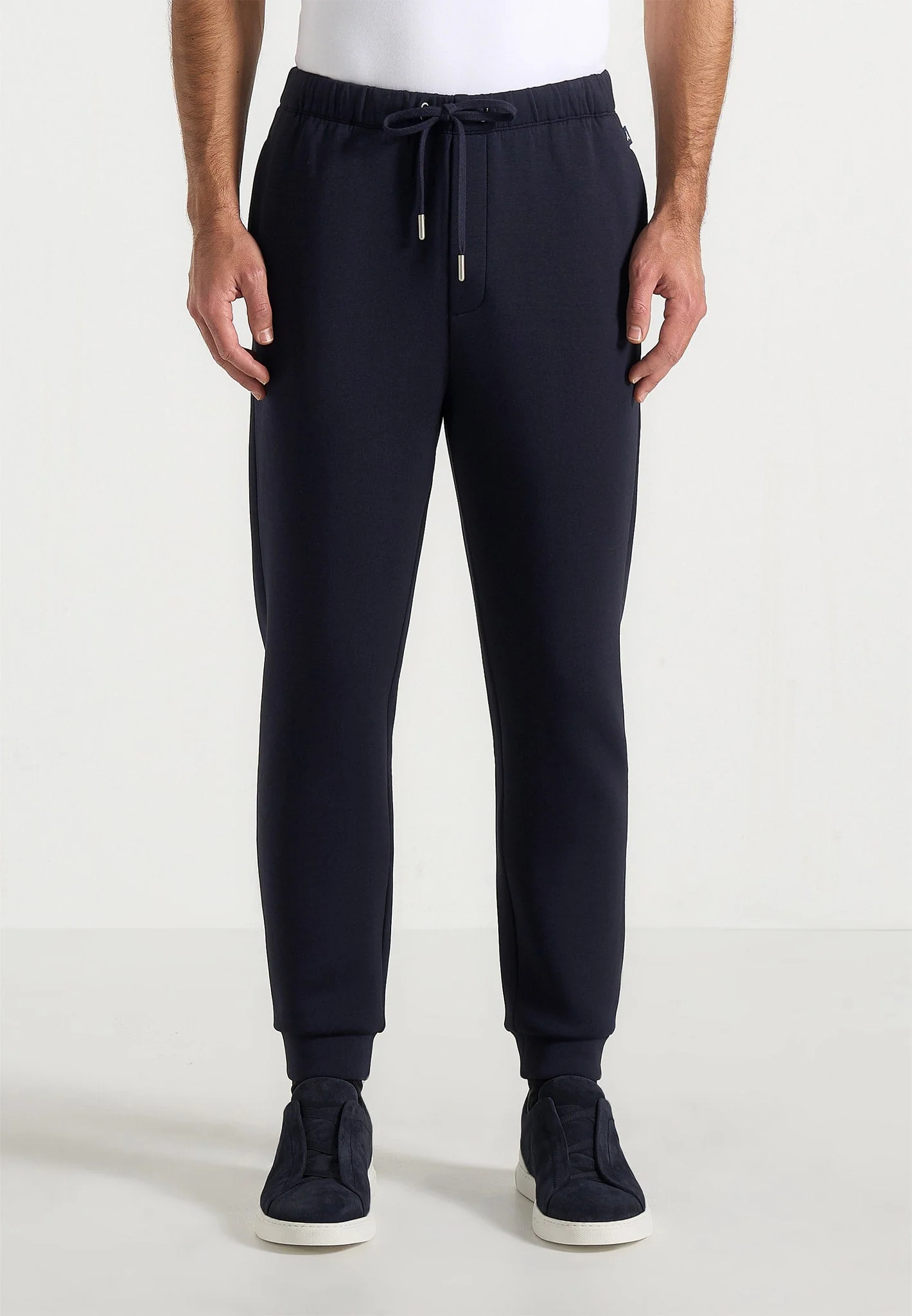 JS008 - Neoprene Minimal Tapered Fit Cuffed Joggers - Navy - Image 6