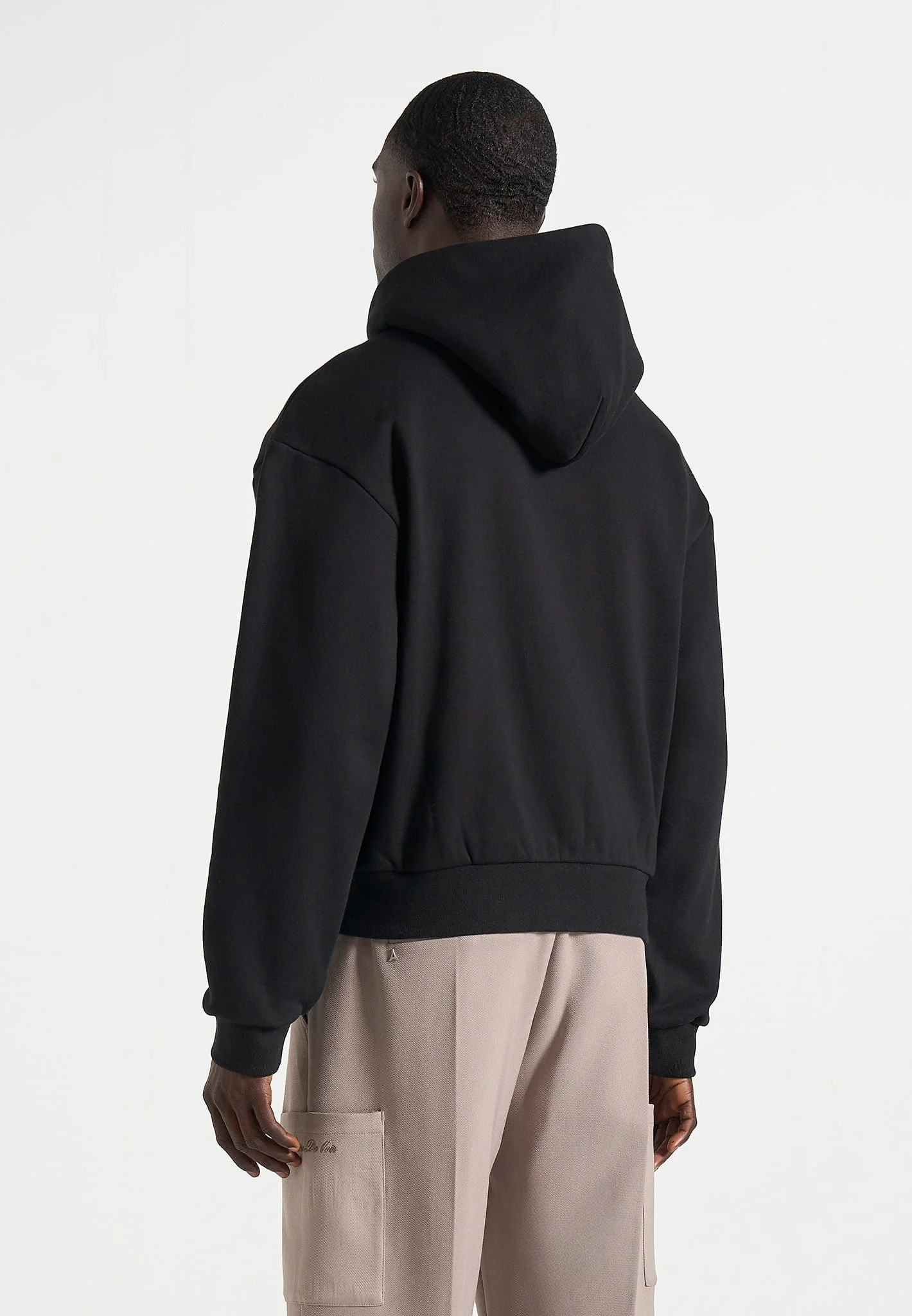 JS009 - Unisex Floral Eiffel Zip Hoodie - Black - Image 7