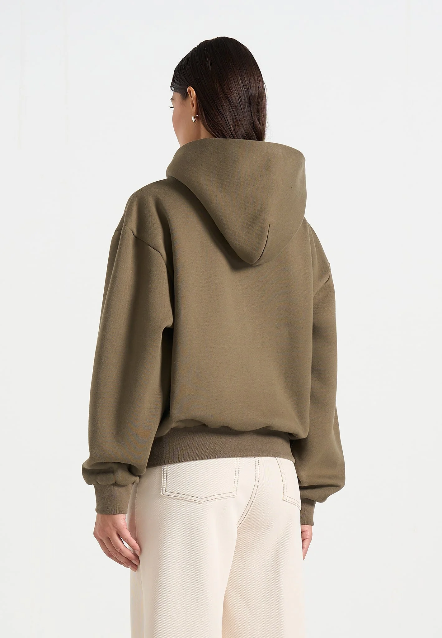 JS009 - Unisex Floral Eiffel Zip Hoodie - Olive - Image 6