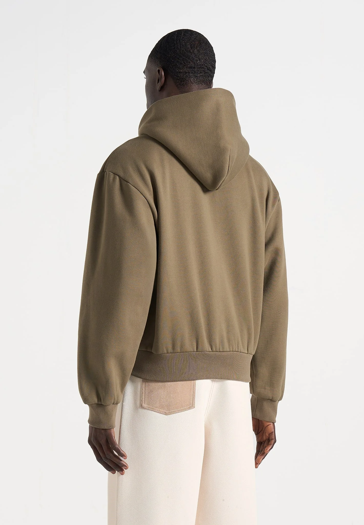 JS009 - Unisex Floral Eiffel Zip Hoodie - Olive - Image 7