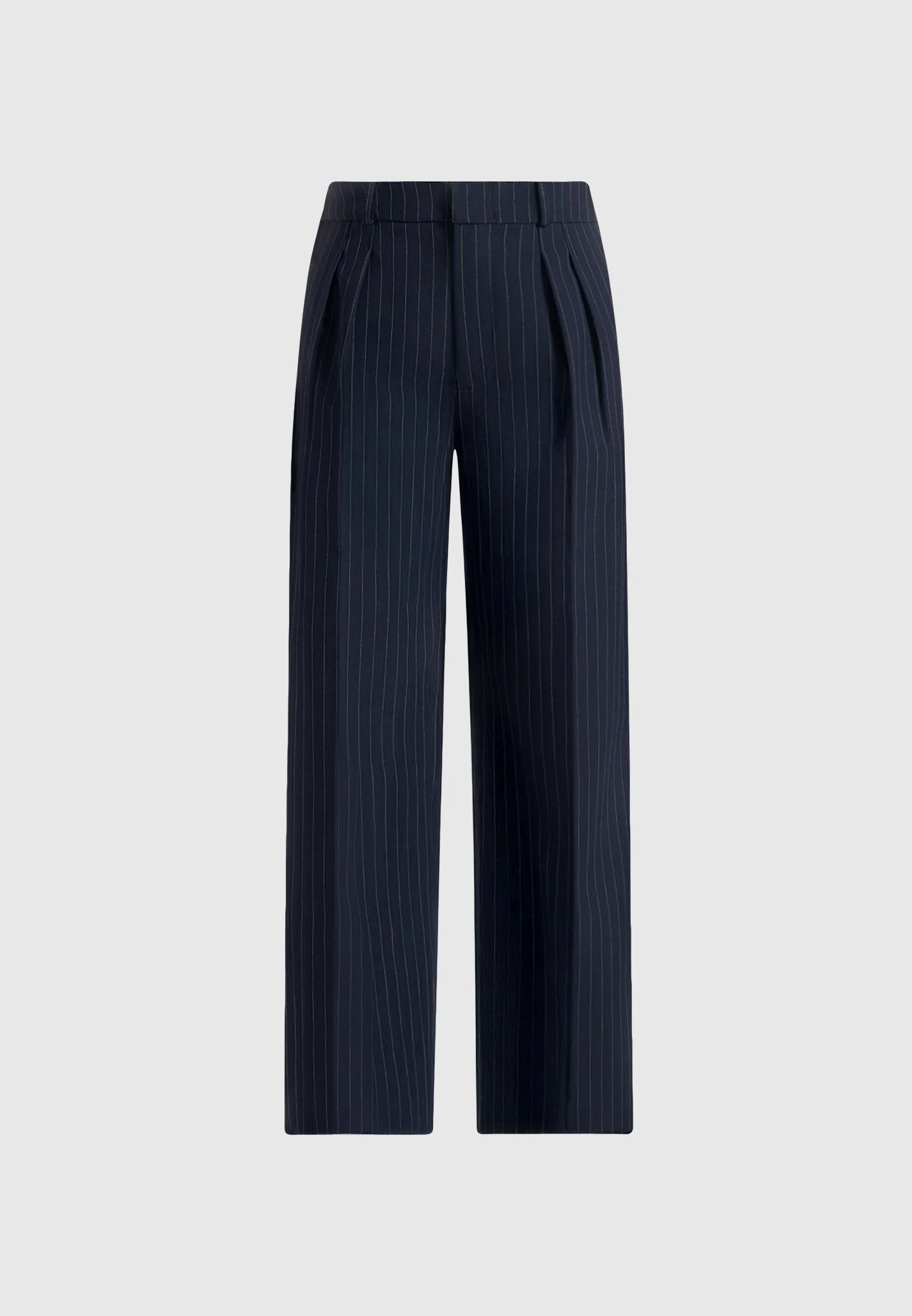 Julie - Pinstripe Twin Pleat Tailored Trousers - Navy - Image 5