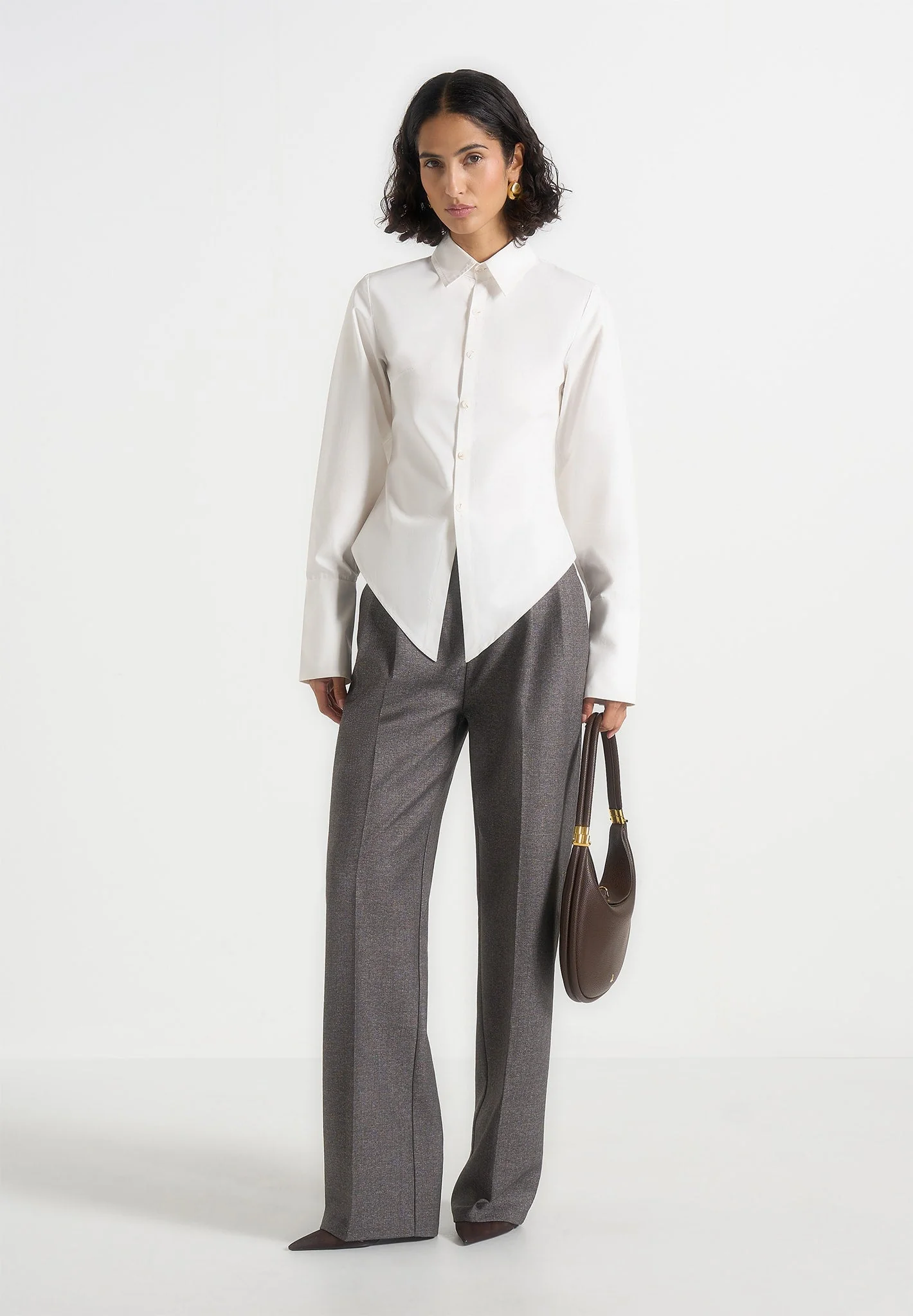Julie - Speckled Tailored Twin Pleat Trousers - Grey Speckle - Image 2
