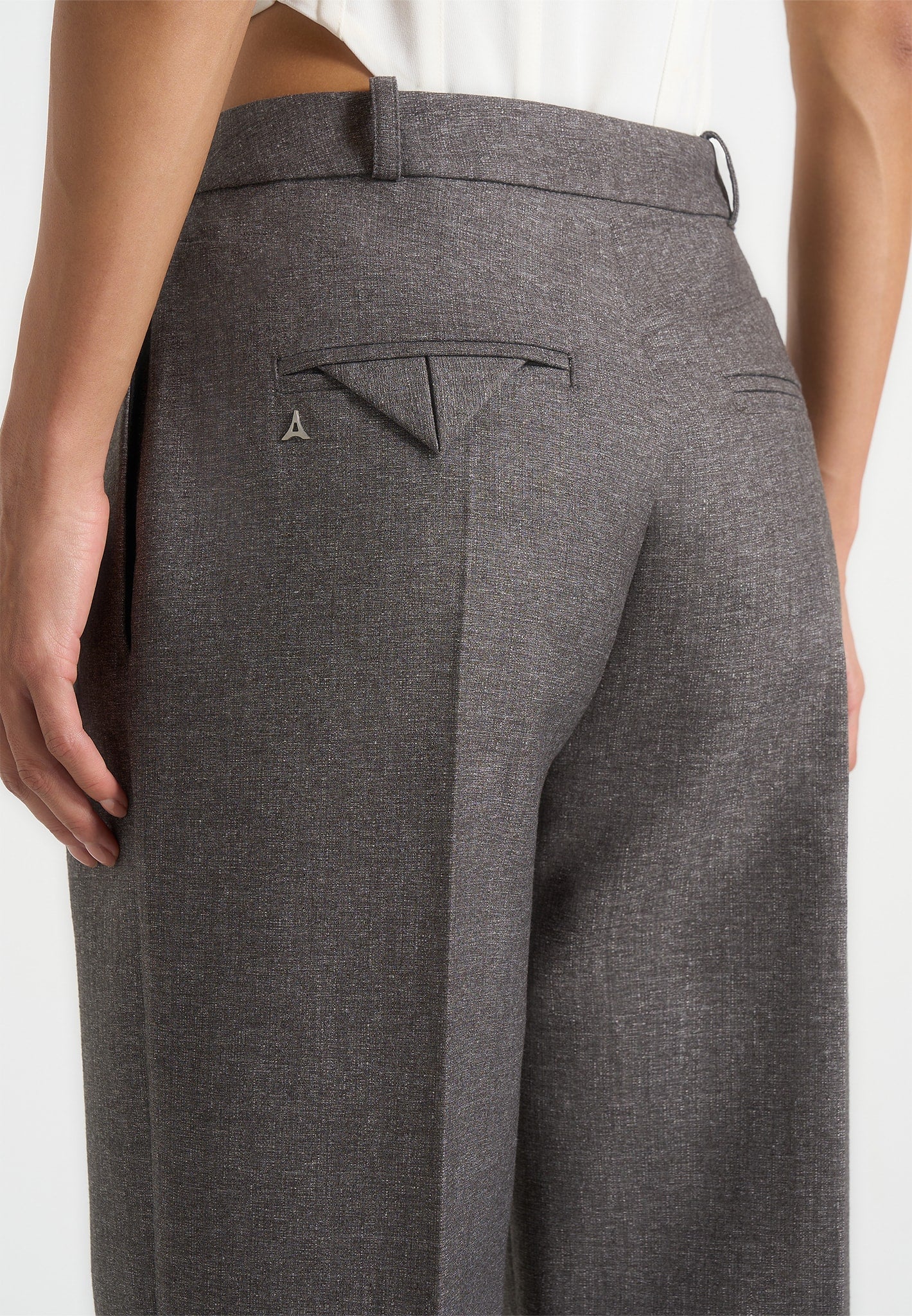 Julie - Speckled Tailored Twin Pleat Trousers - Grey Speckle - Image 5