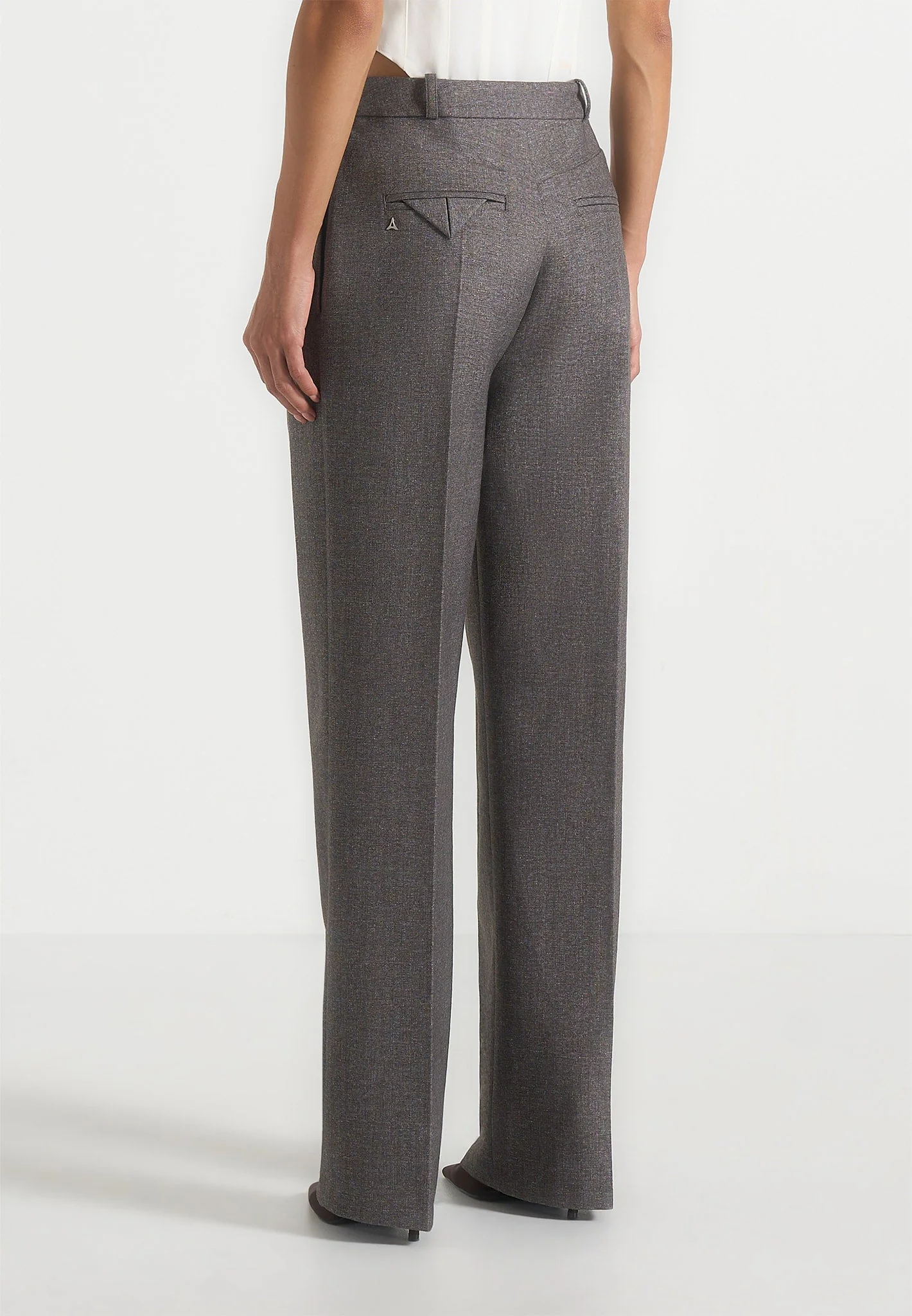 Julie - Speckled Tailored Twin Pleat Trousers - Grey Speckle - Image 6