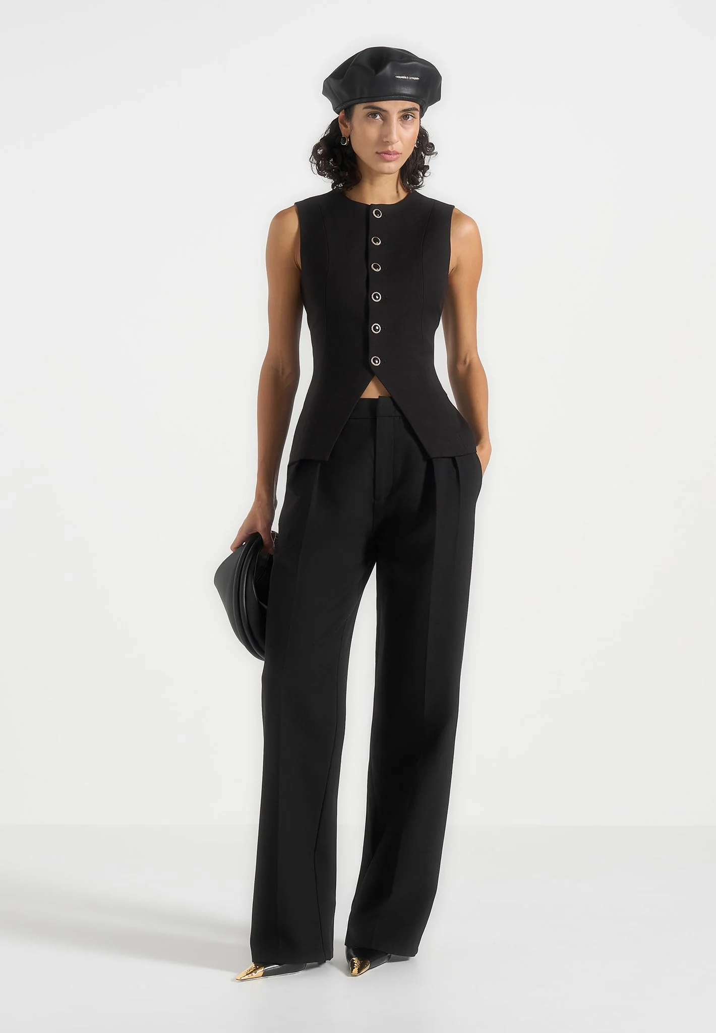 Julie - Tailored Twin Pleat Trousers - Black - Image 7