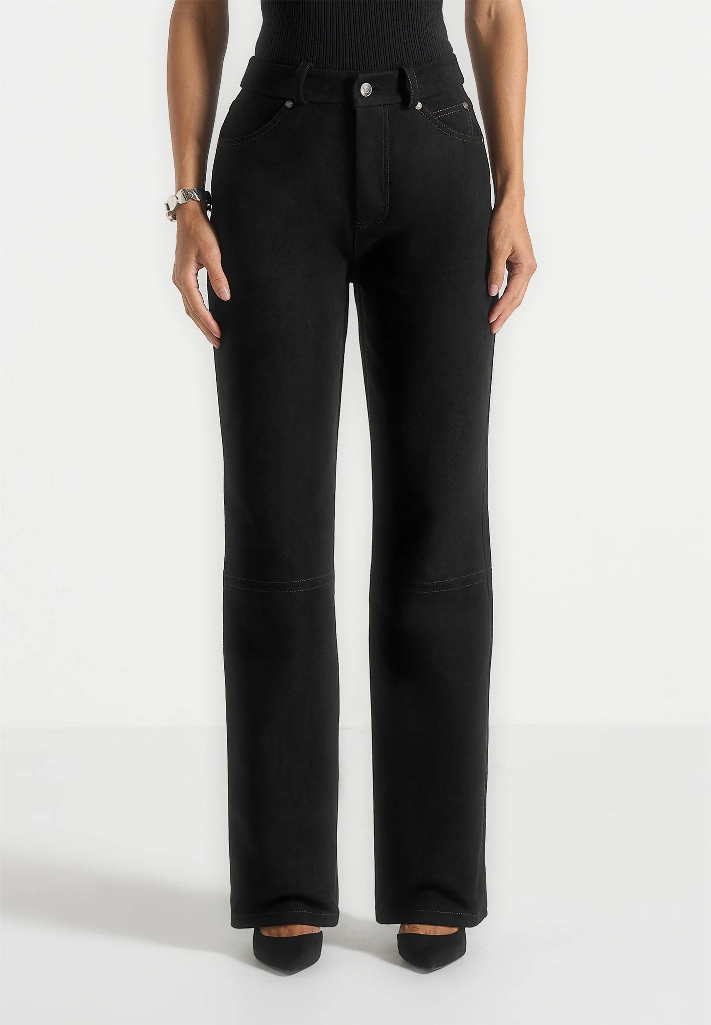 Kalie - Suede Trousers - Black - Image 3