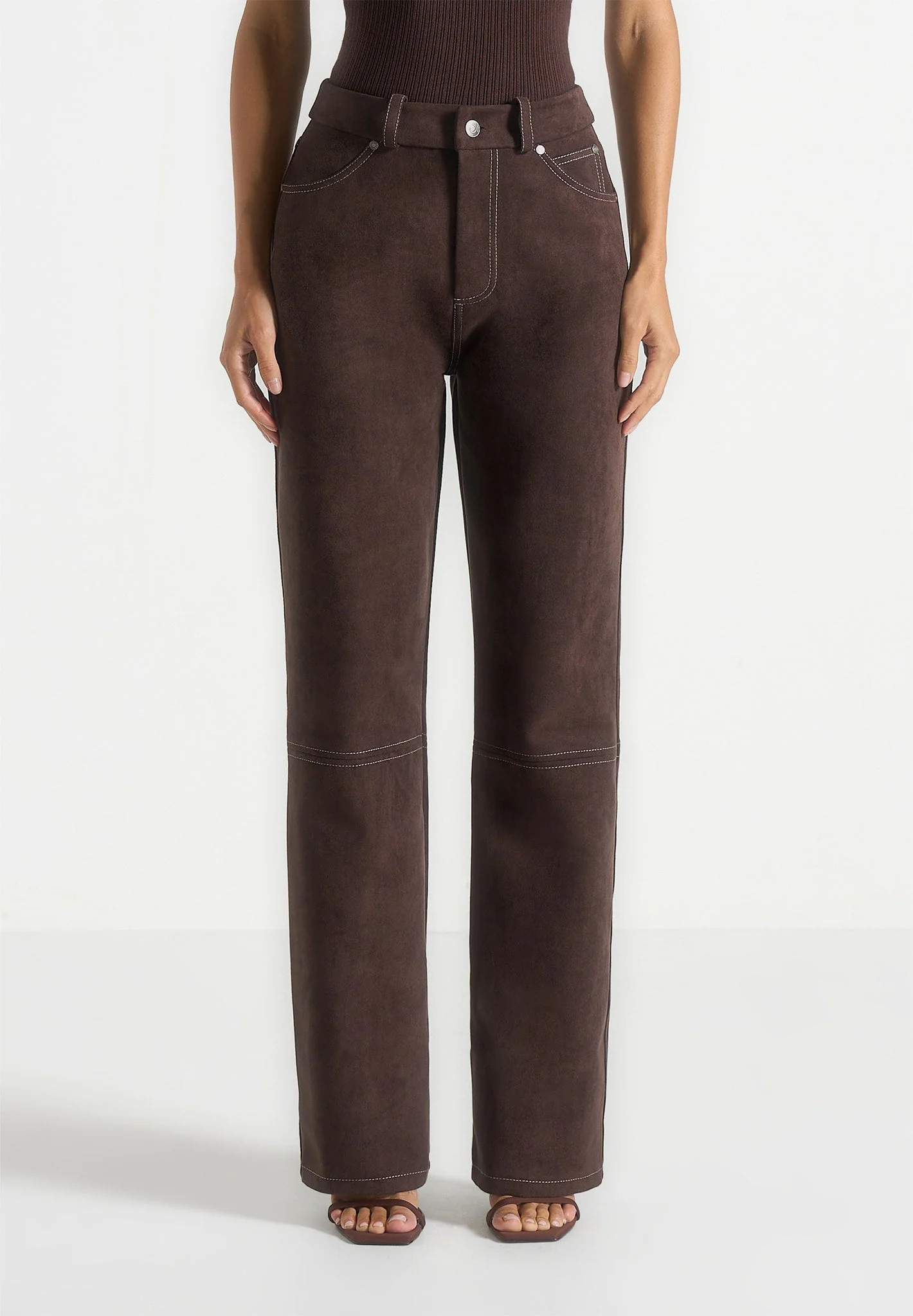 Kalie - Suede Trousers- Brown - Image 2