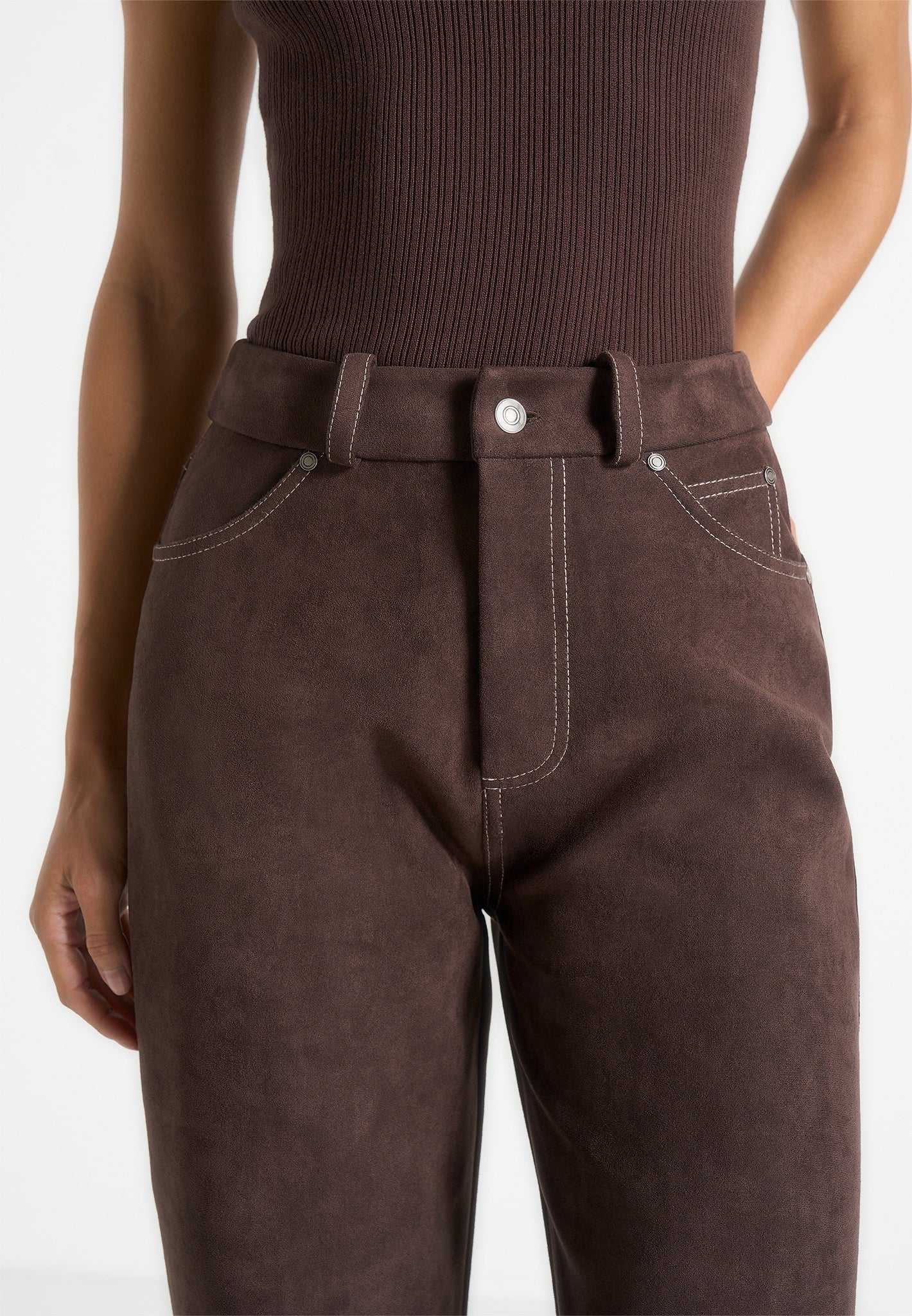 Kalie - Suede Trousers- Brown - Image 5