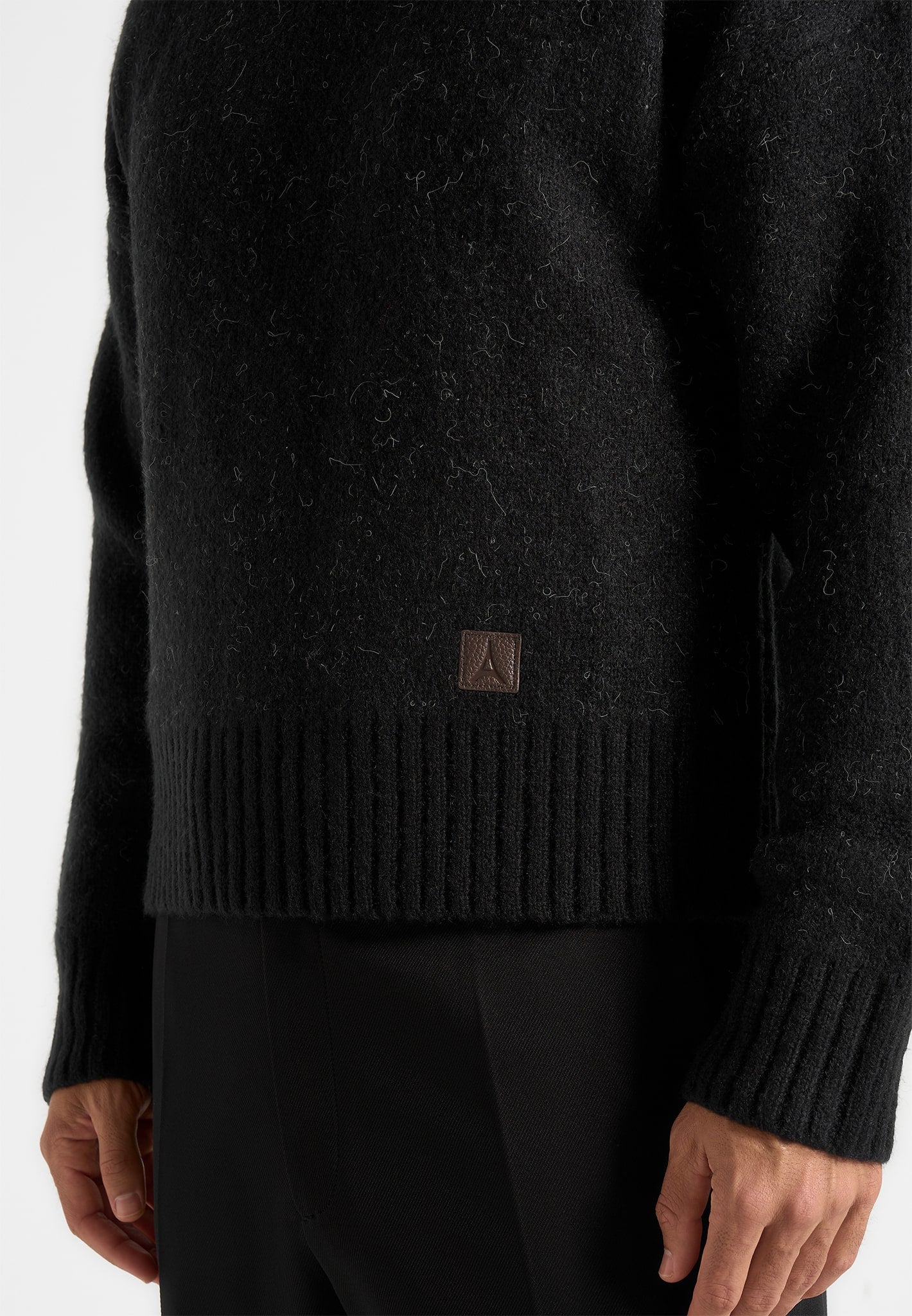 Kamil - Art Slogan Brushed Wool Knit Sweater - Black - Image 5