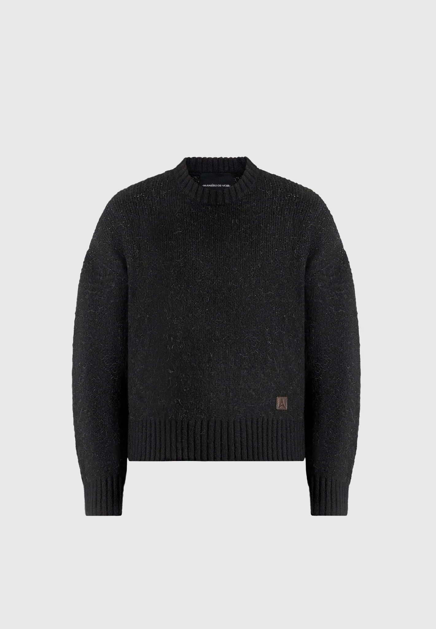Kamil - Art Slogan Brushed Wool Knit Sweater - Black - Image 7