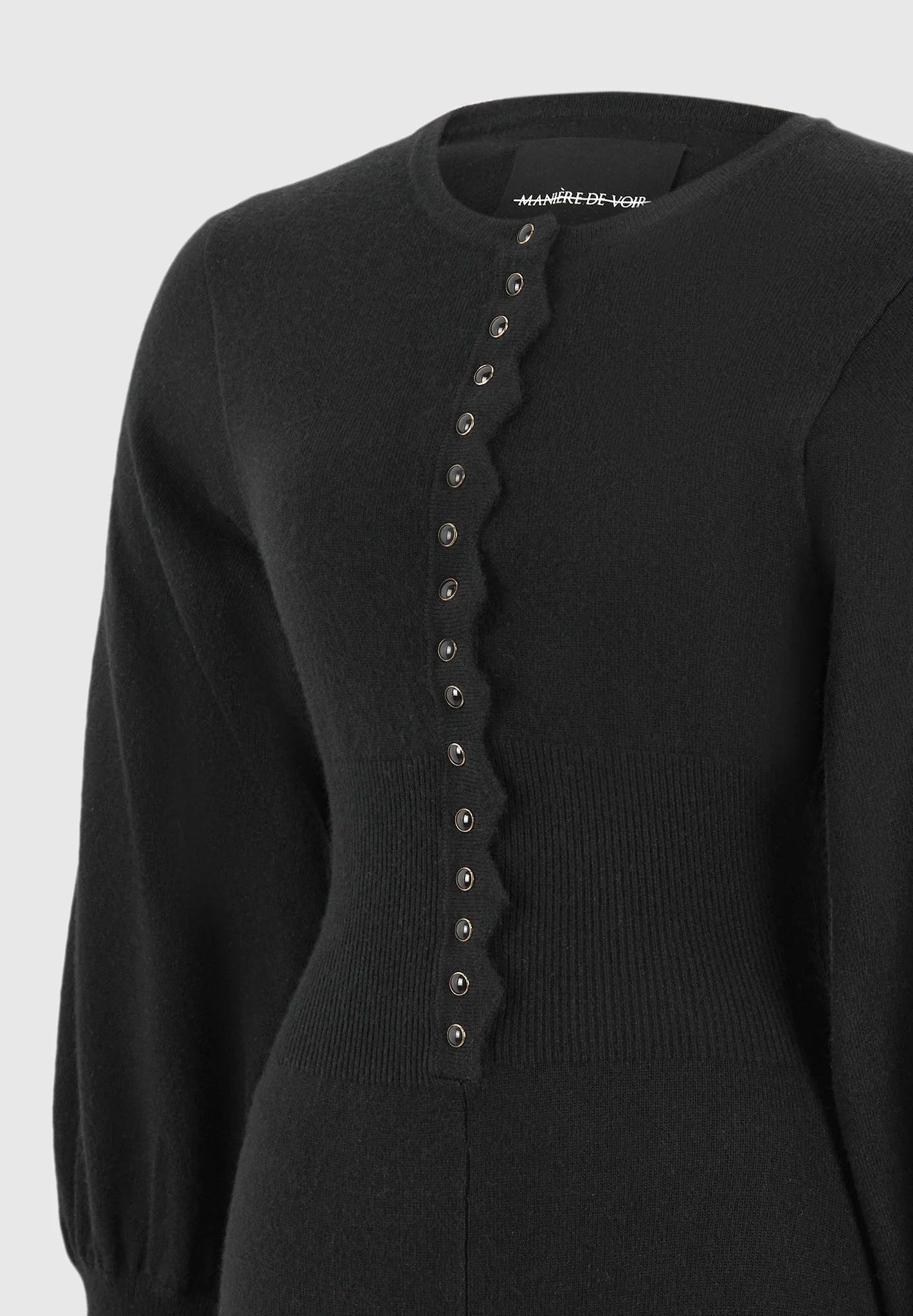 Michele - Knitted Scallop Hem Playsuit - Black - Image 7