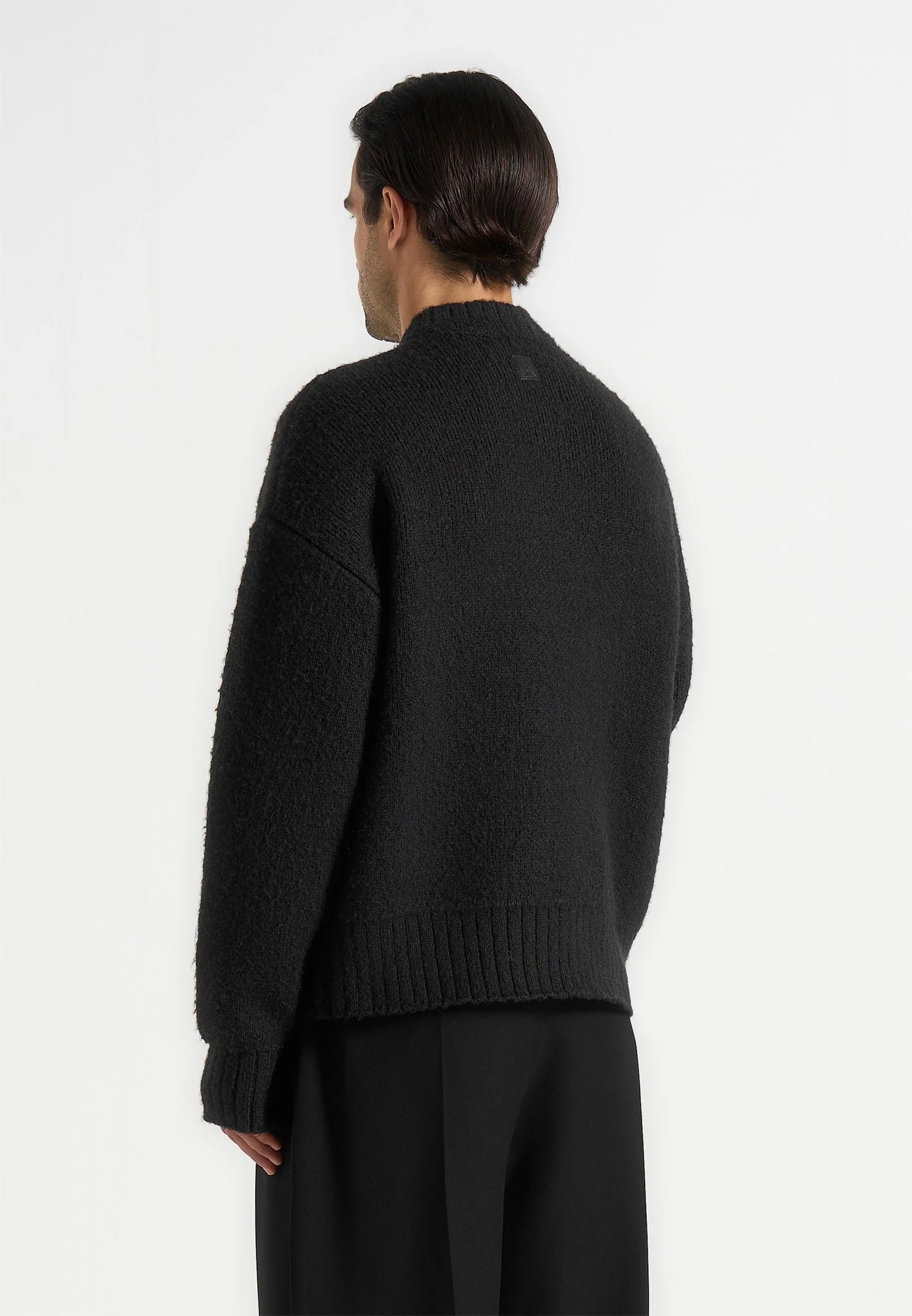 KW001 - Brushed Wool Knit Sweater - Black - Image 5