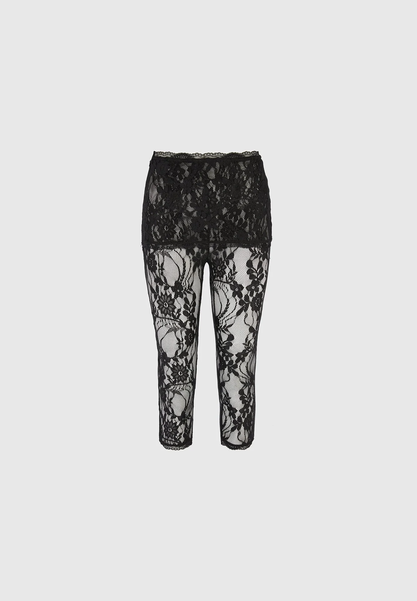 Aimee - Lace Asymmetric Capri Leggings - Black - Image 7
