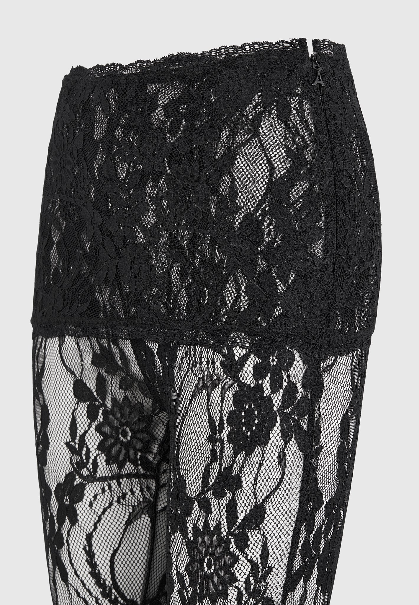 Aimee - Lace Asymmetric Capri Leggings - Black - Image 8