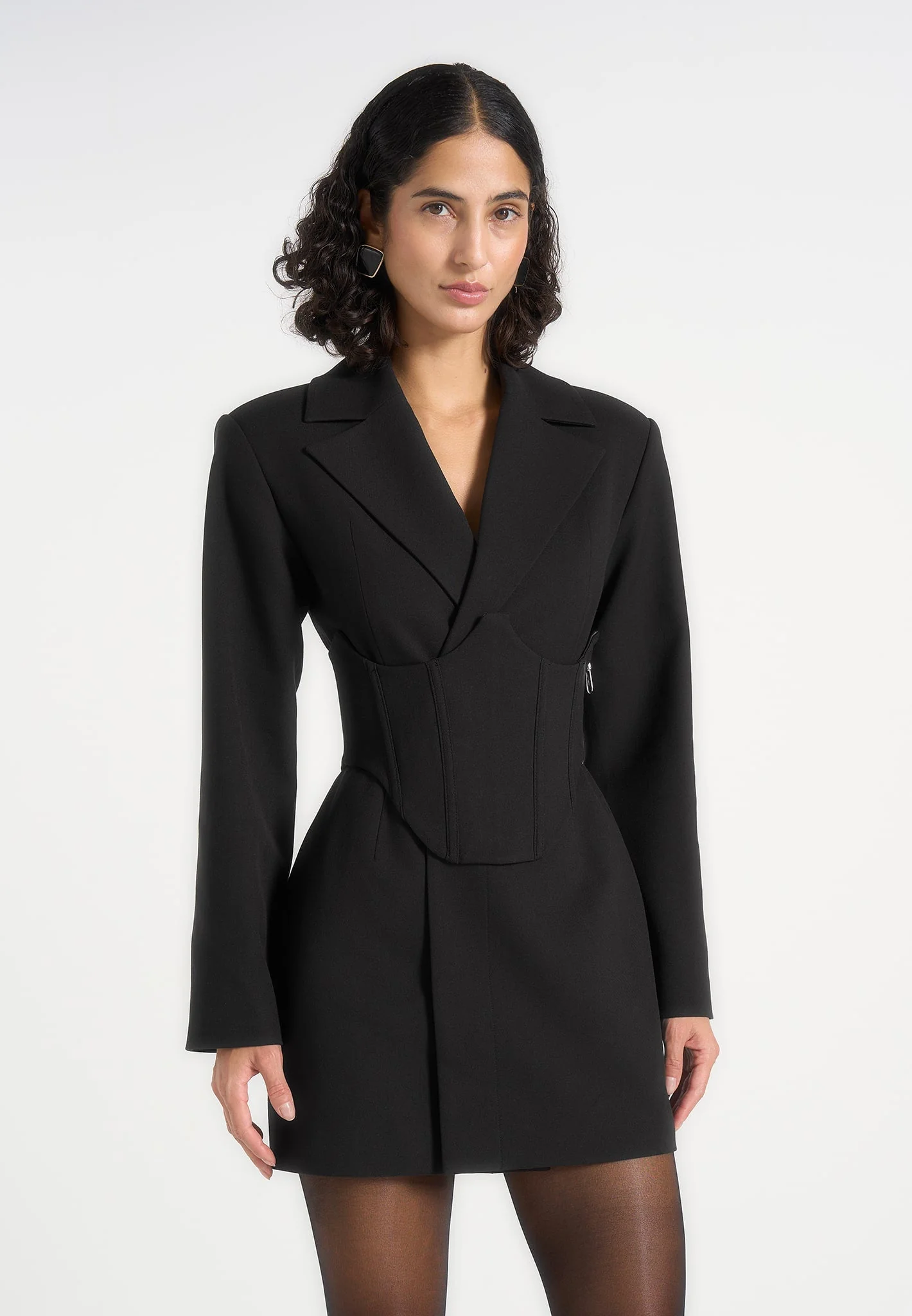 Lacey - Tailored Blazer Dress With Reversible Corset - Black - Image 2
