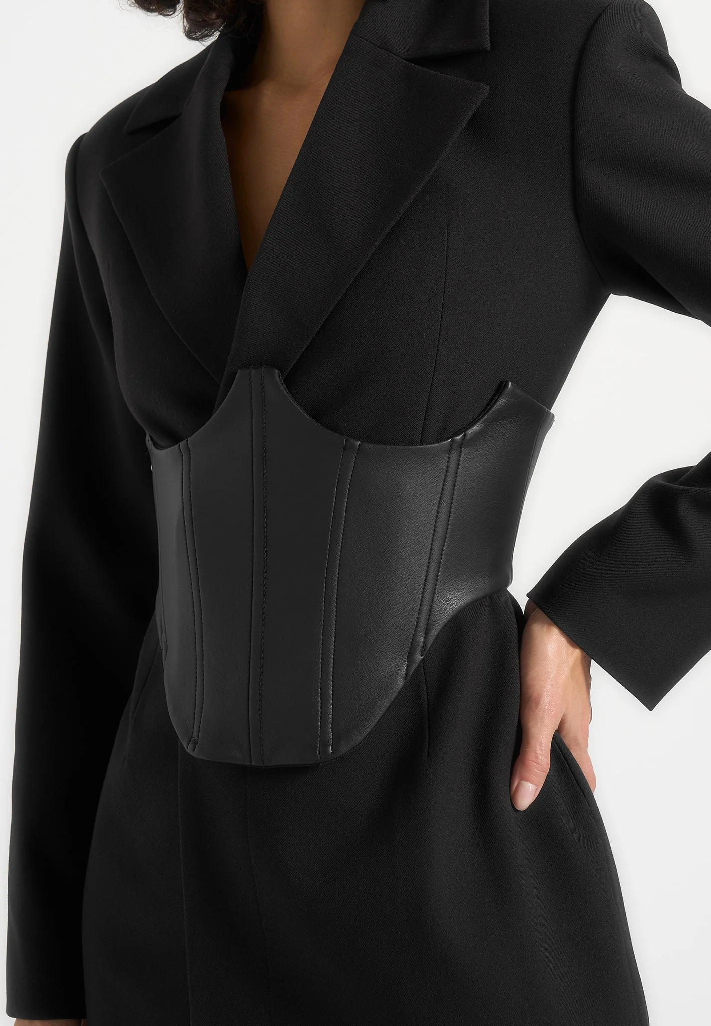Lacey - Tailored Blazer Dress With Reversible Corset - Black - Image 5