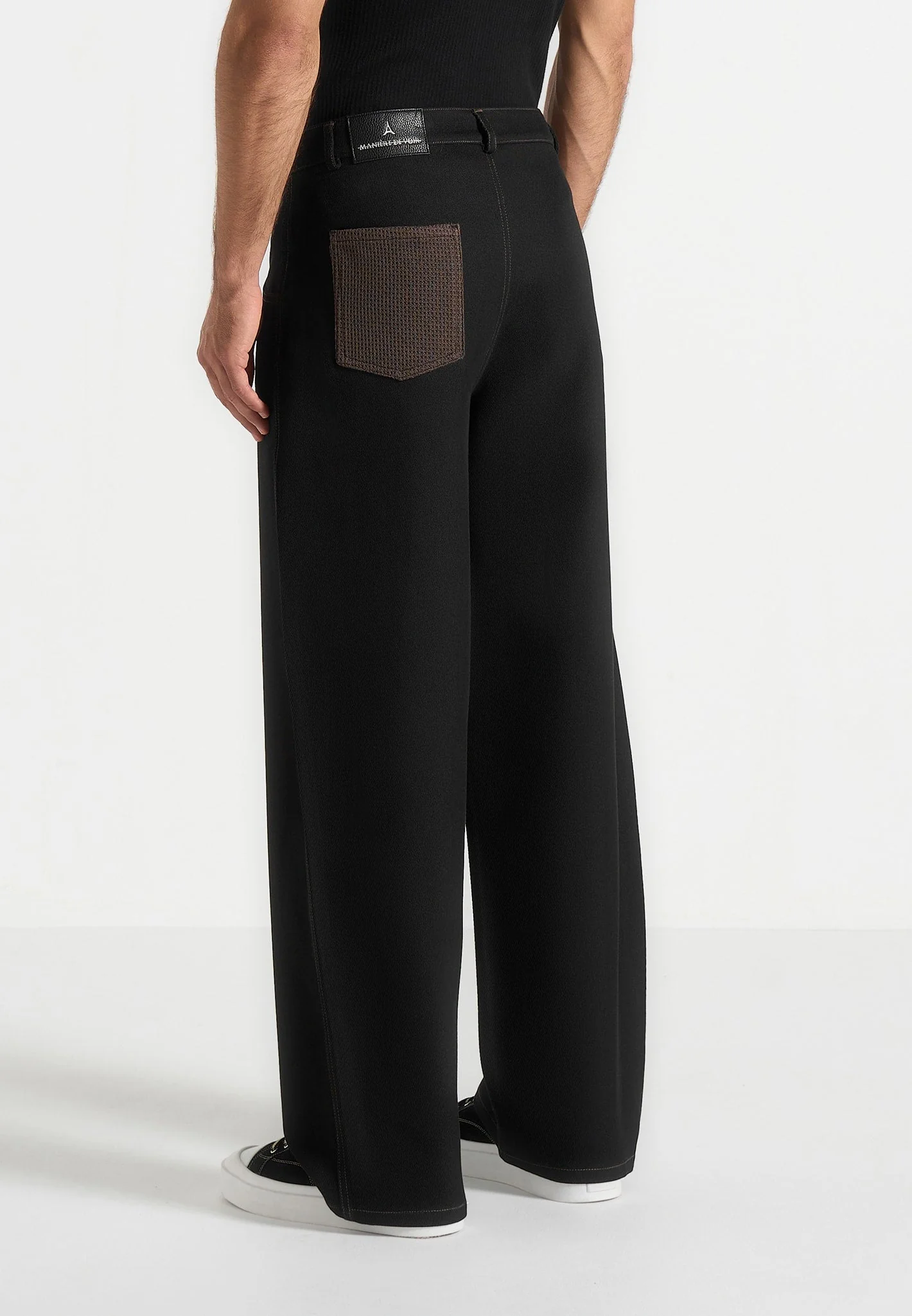 Lazare - Wide Leg Twill Jeans - Black - Image 3