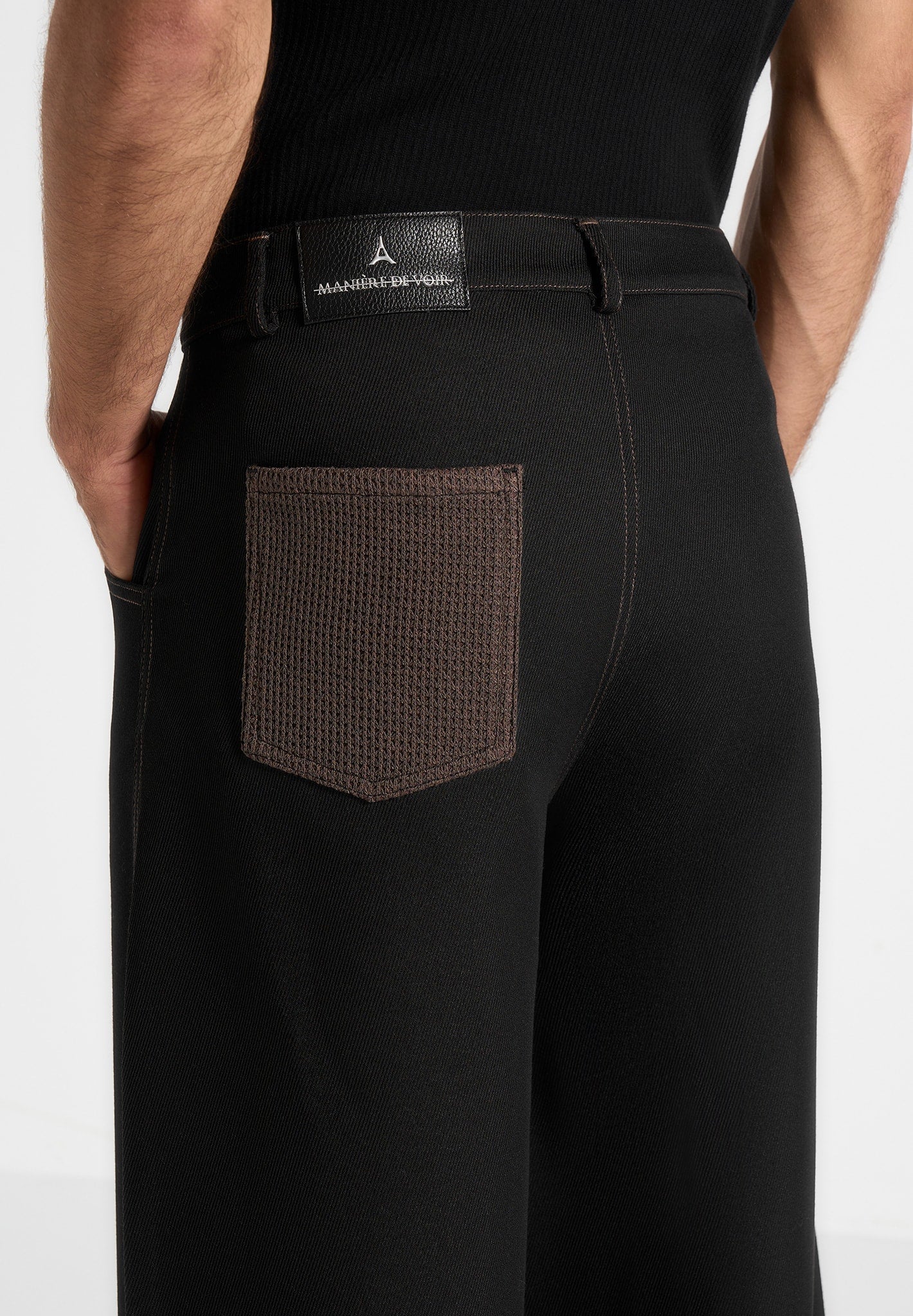 Lazare - Wide Leg Twill Jeans - Black - Image 4