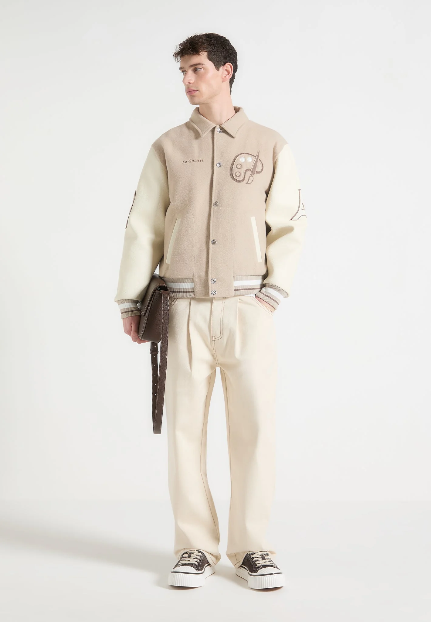 Le Galerie - Wool-Blend Varsity Jacket - Beige - Image 6