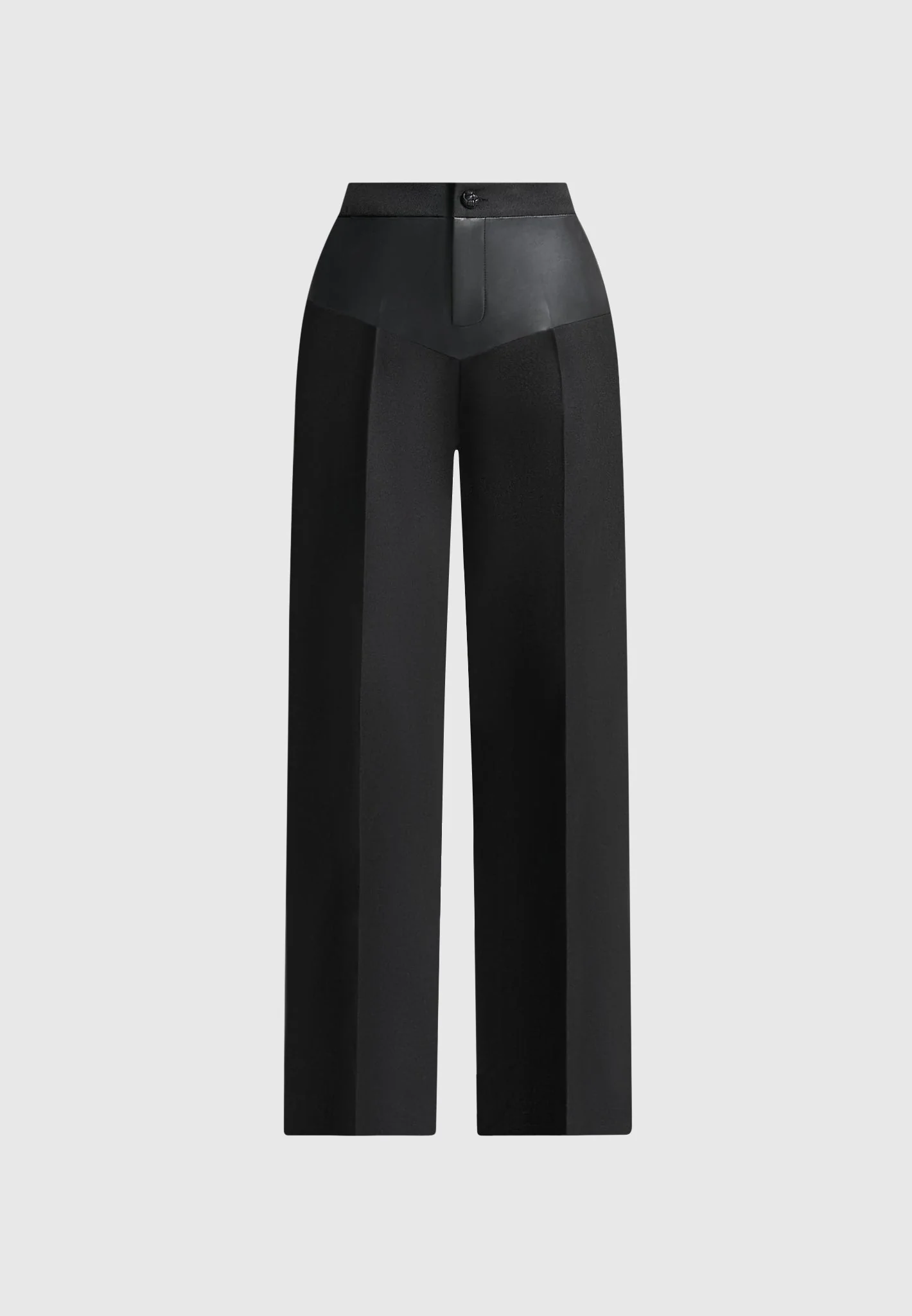 Blanche - Leather Panel Tailored Trousers - Black - Image 5