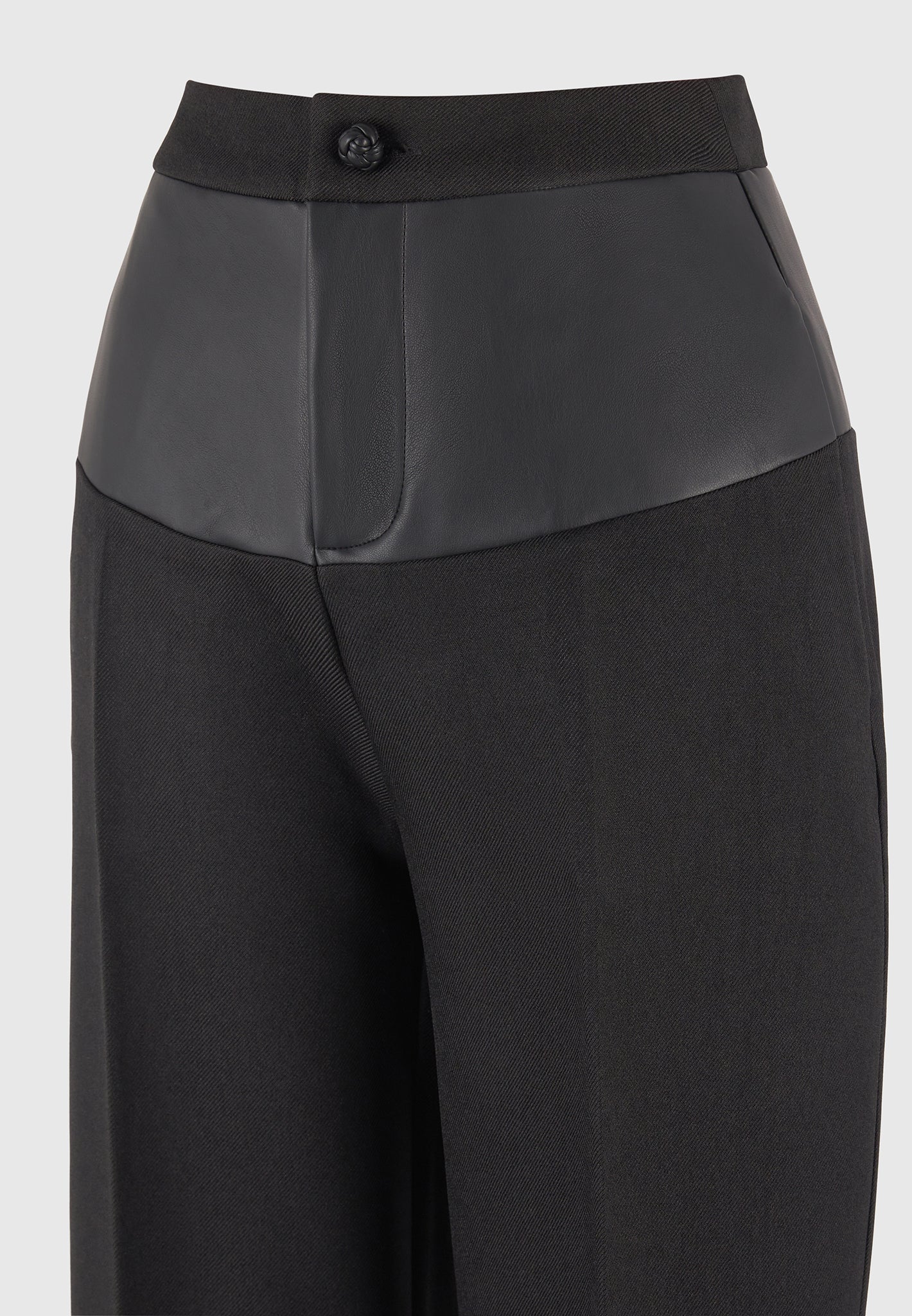 Blanche - Leather Panel Tailored Trousers - Black - Image 6
