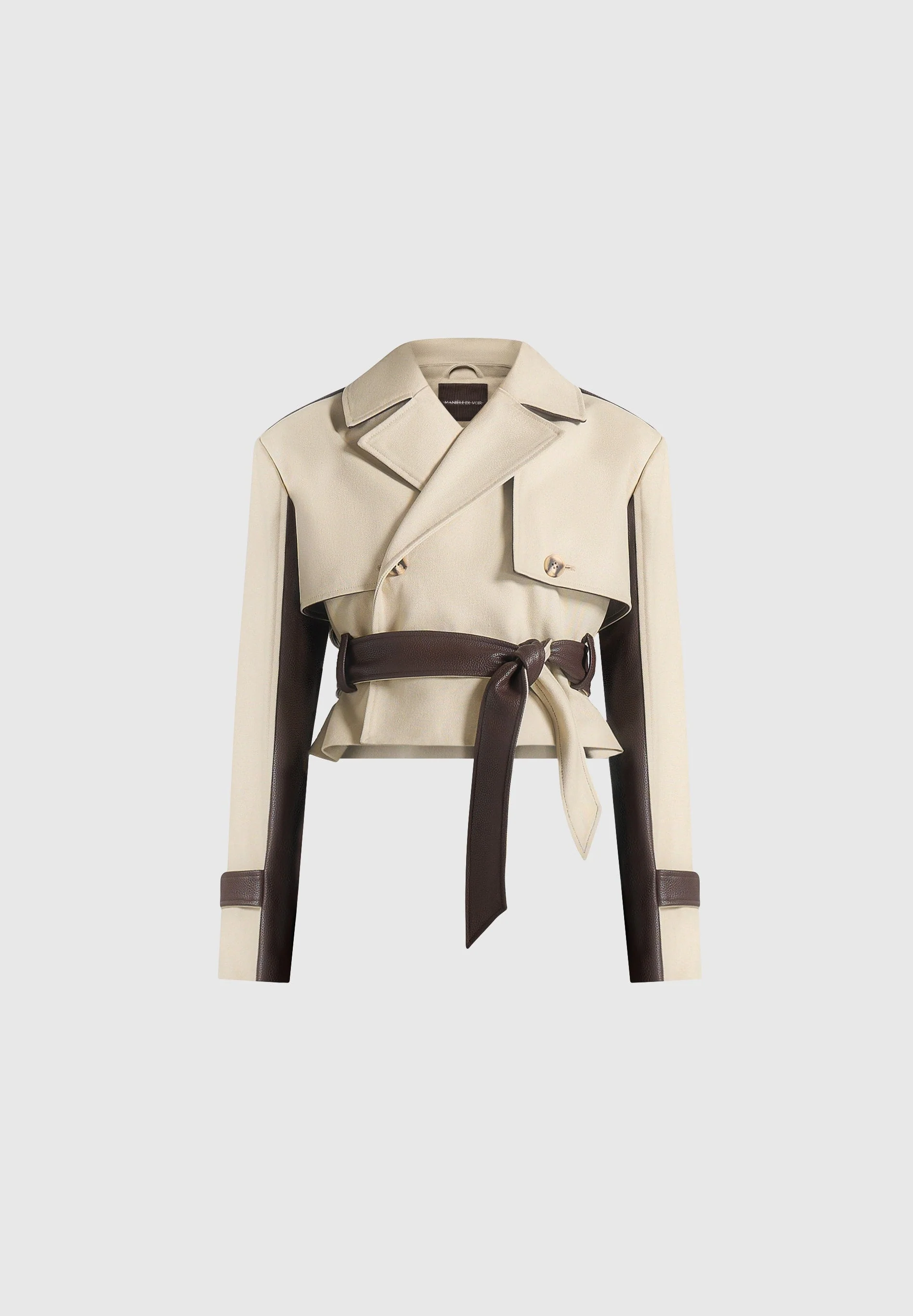 Lelia - Cropped Gabardine Trench Coat With Belt - Beige/Brown - Image 8