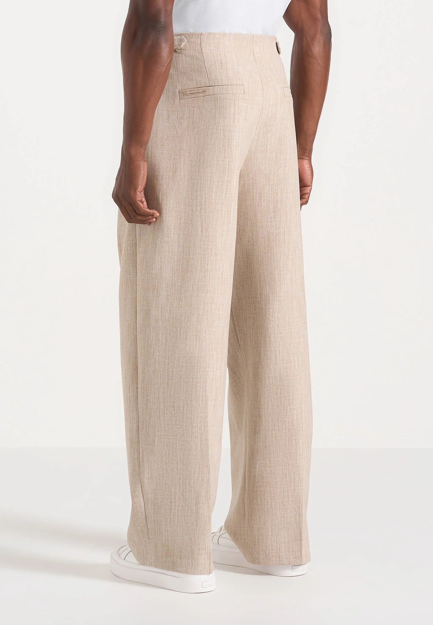 Lior - Box Pleat Wide Leg Trousers - Beige - Image 3