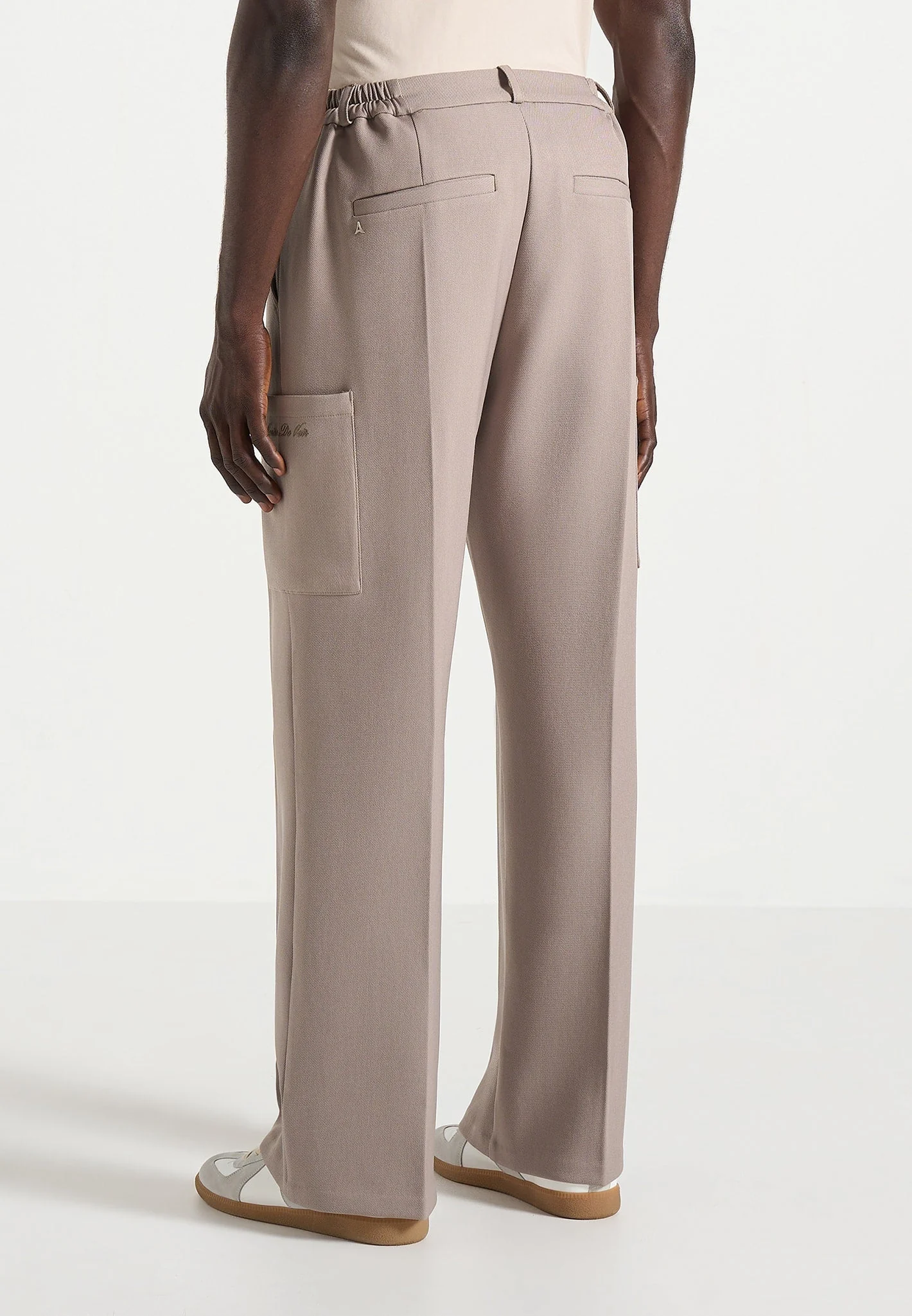 Luca - Relaxed Fit Pleated Pocket Trousers - Mushroom - Image 6