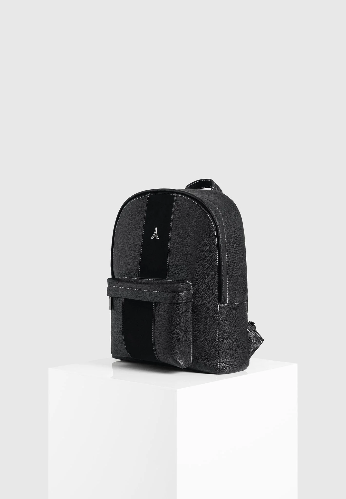 Lyon - Suede Panel Backpack - Black - Image 3